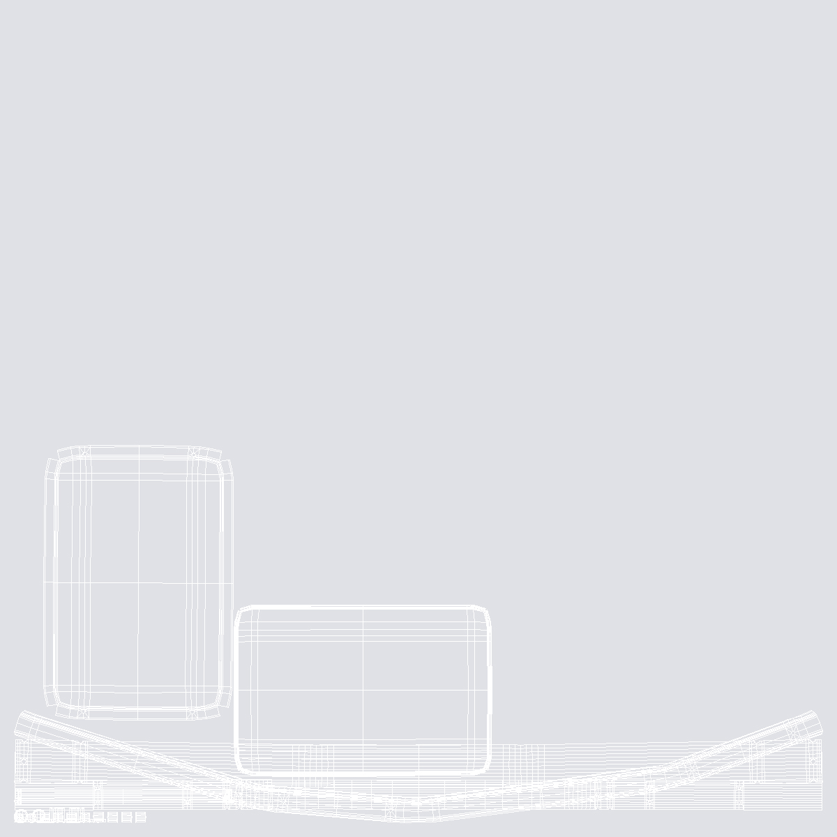 3D Small White Step Ladder with Orange Steps