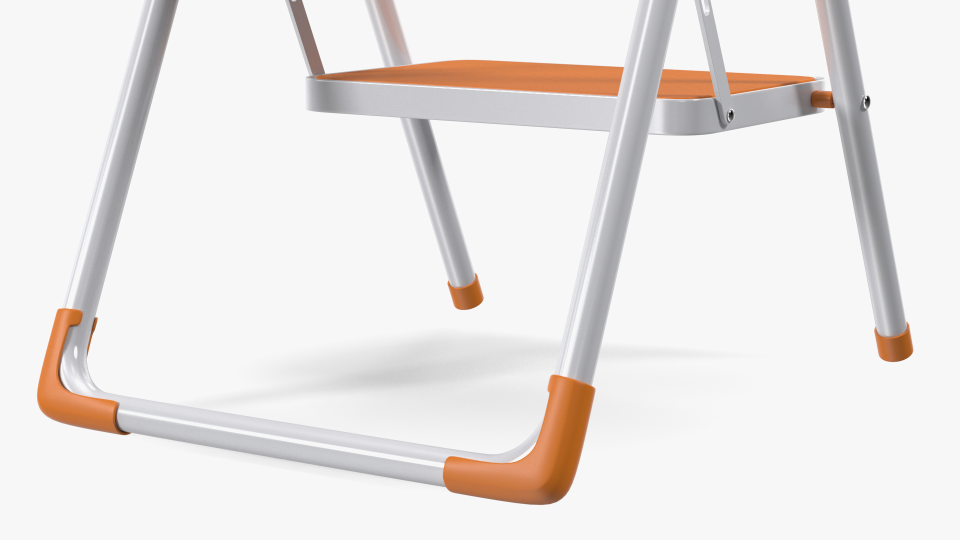 3D Small White Step Ladder with Orange Steps