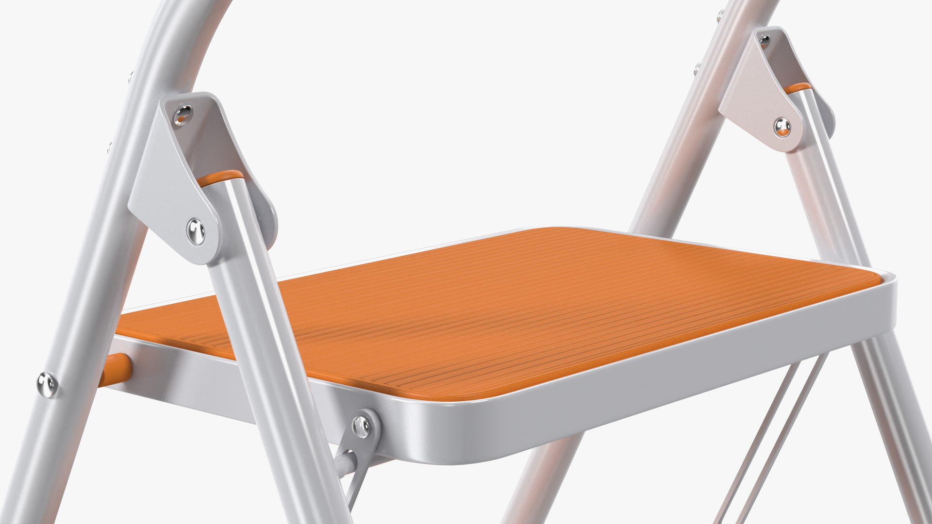 3D Small White Step Ladder with Orange Steps