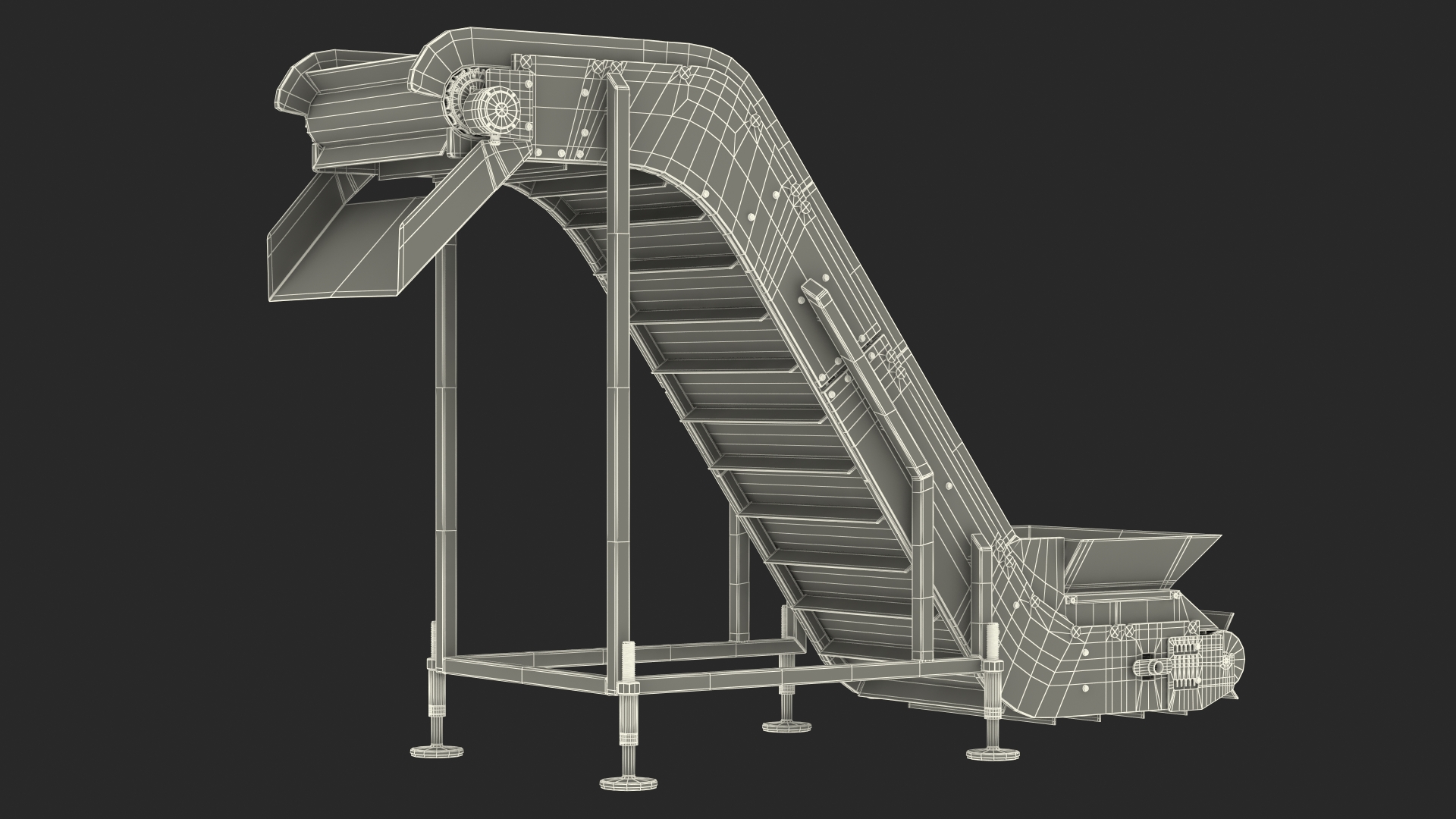 3D Incline Conveyor With Hopper model