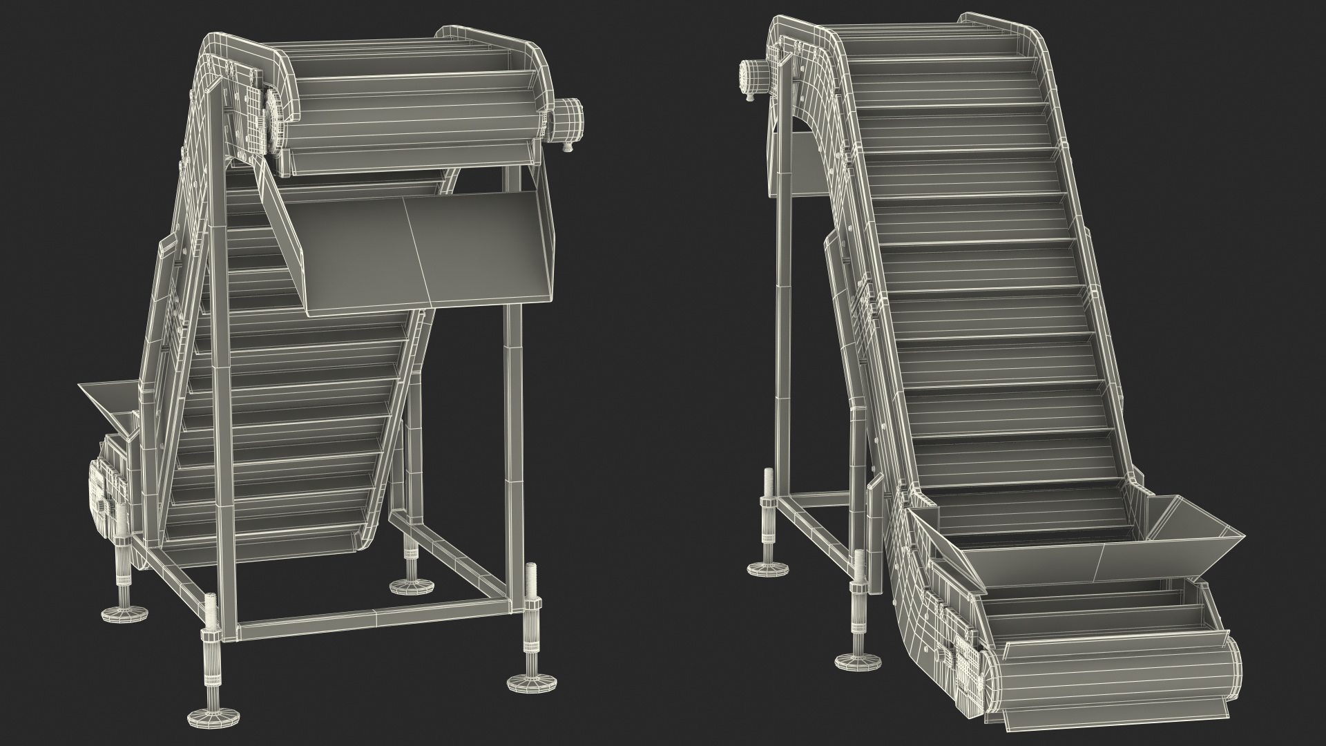 3D Incline Conveyor With Hopper model