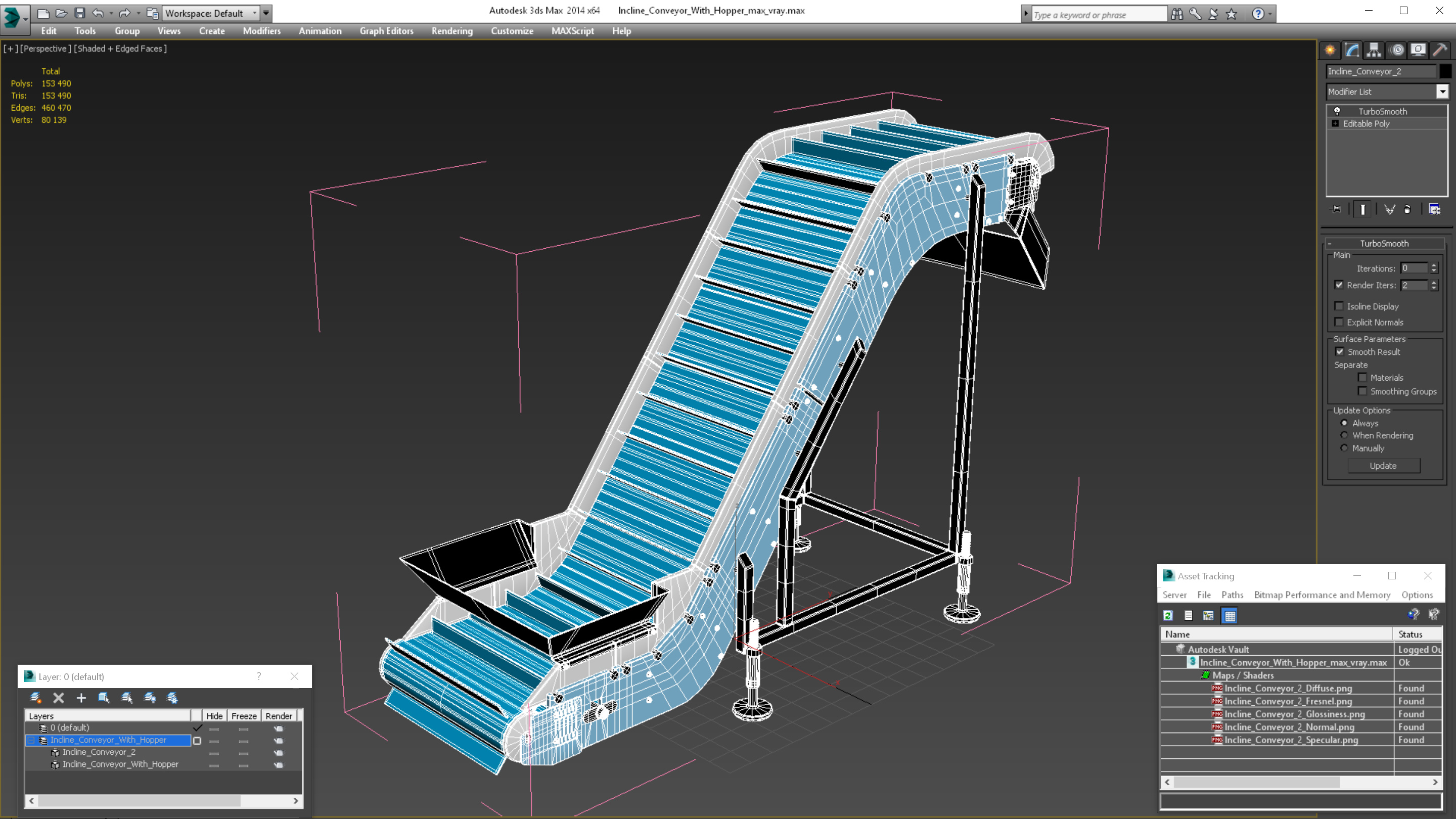 3D Incline Conveyor With Hopper model