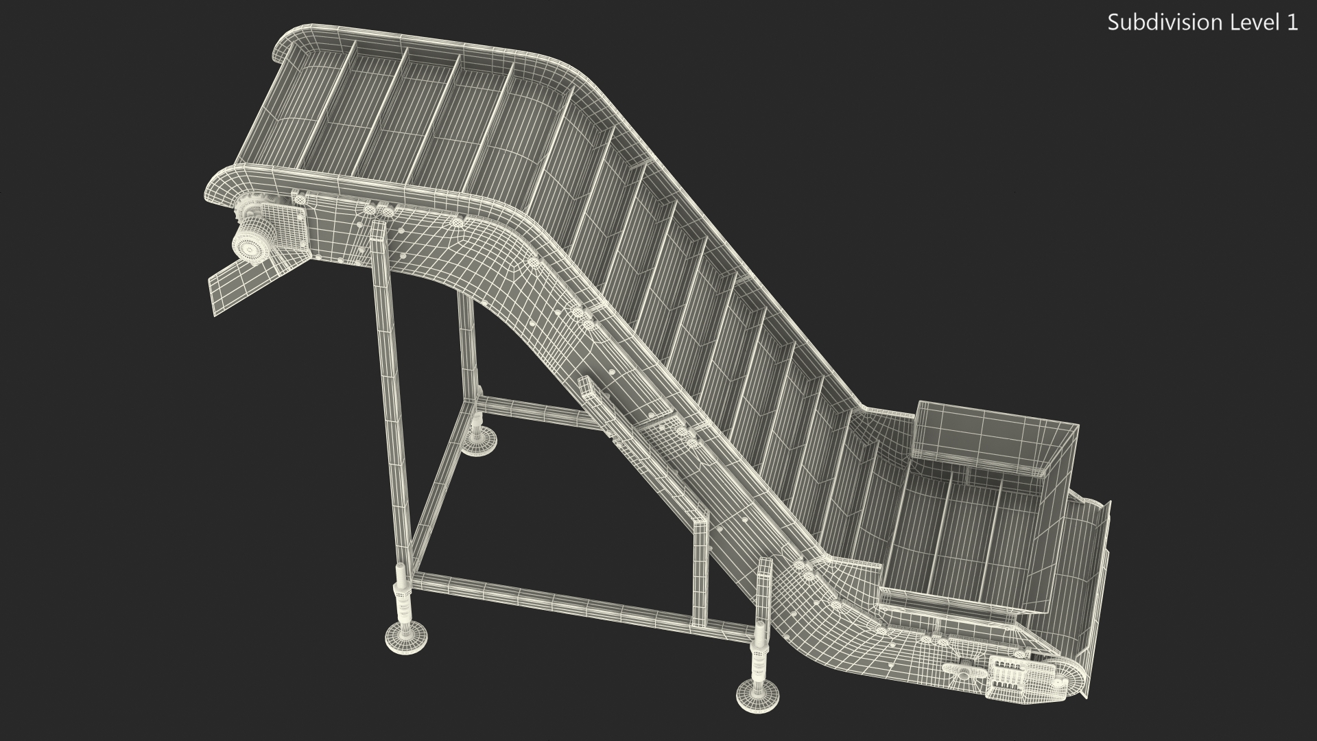 3D Incline Conveyor With Hopper model