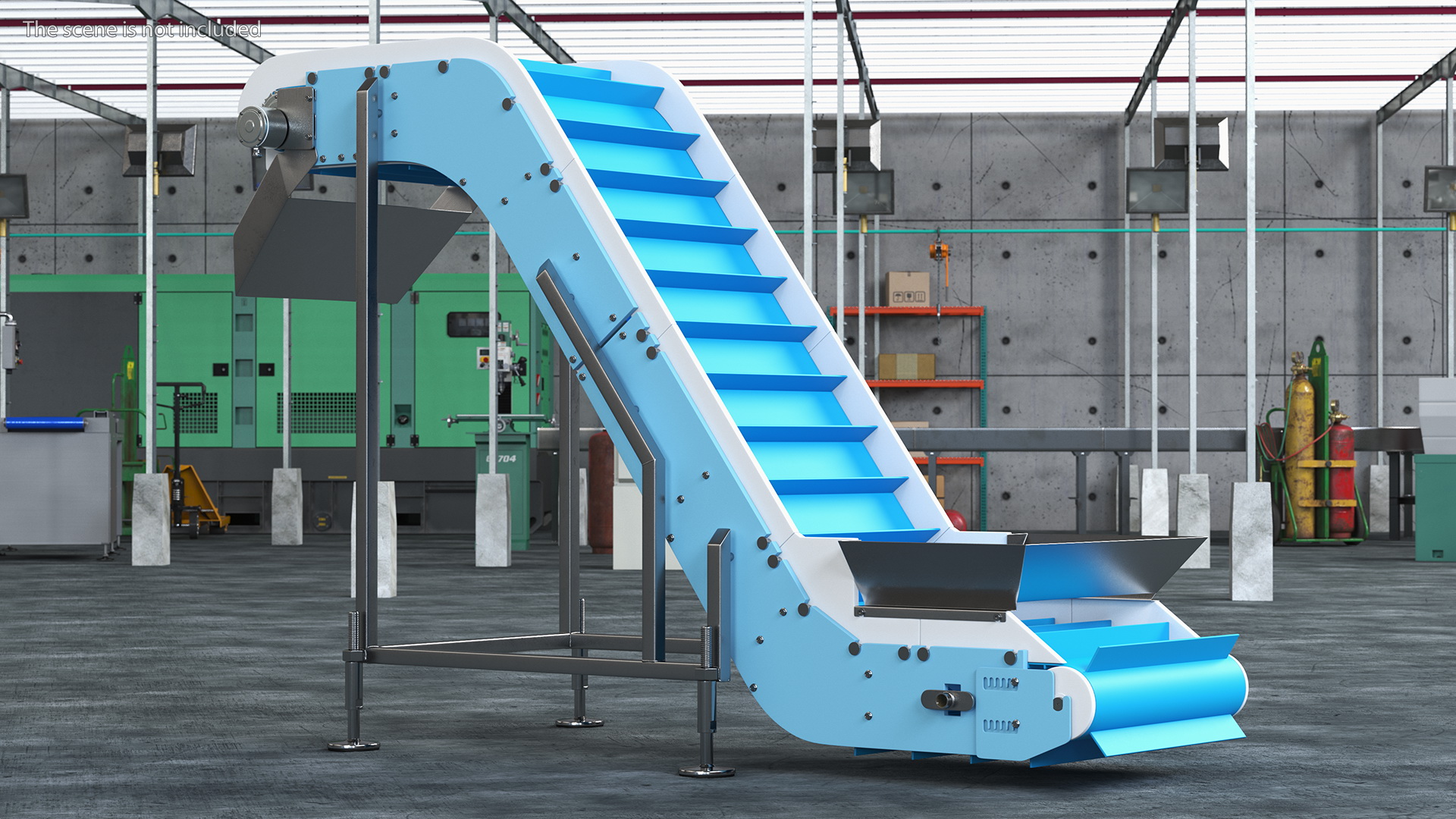 3D Incline Conveyor With Hopper model