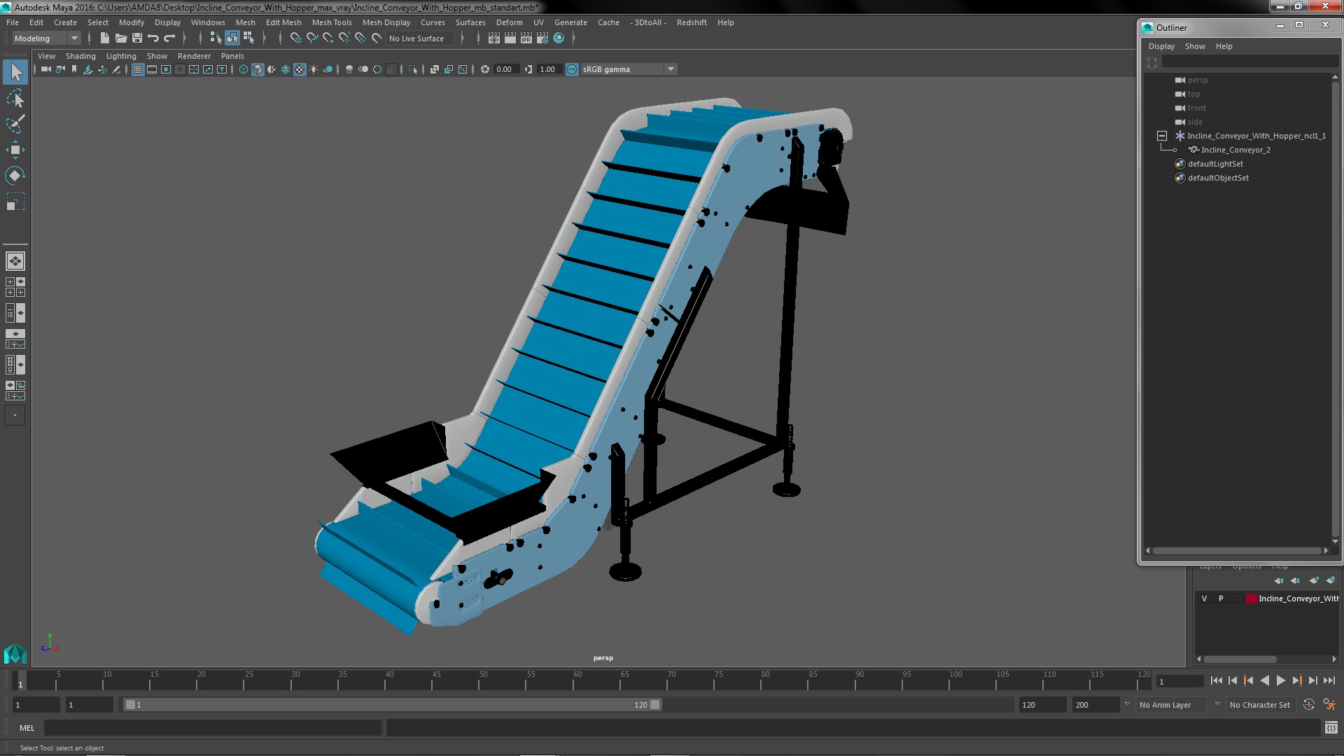 3D Incline Conveyor With Hopper model