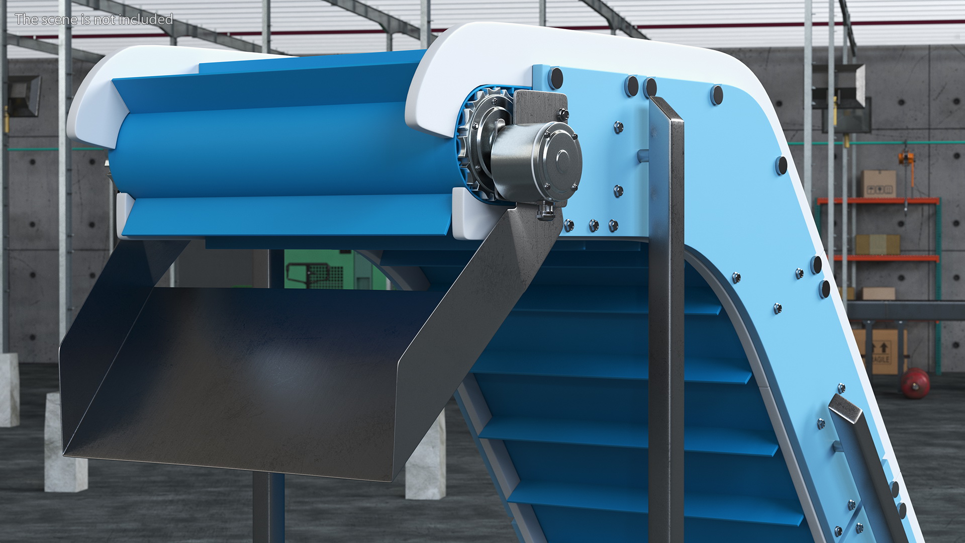 3D Incline Conveyor With Hopper model