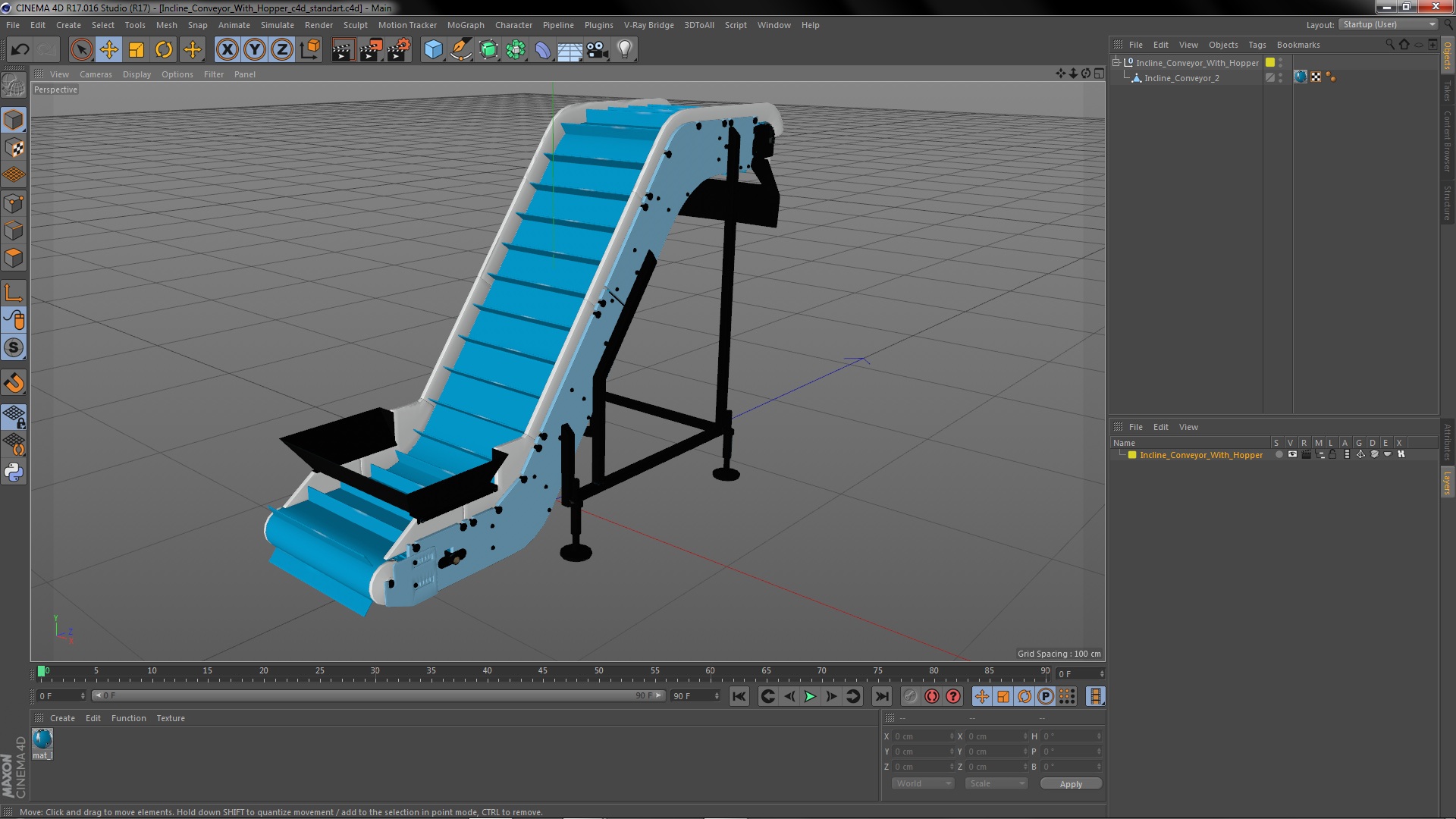 3D Incline Conveyor With Hopper model