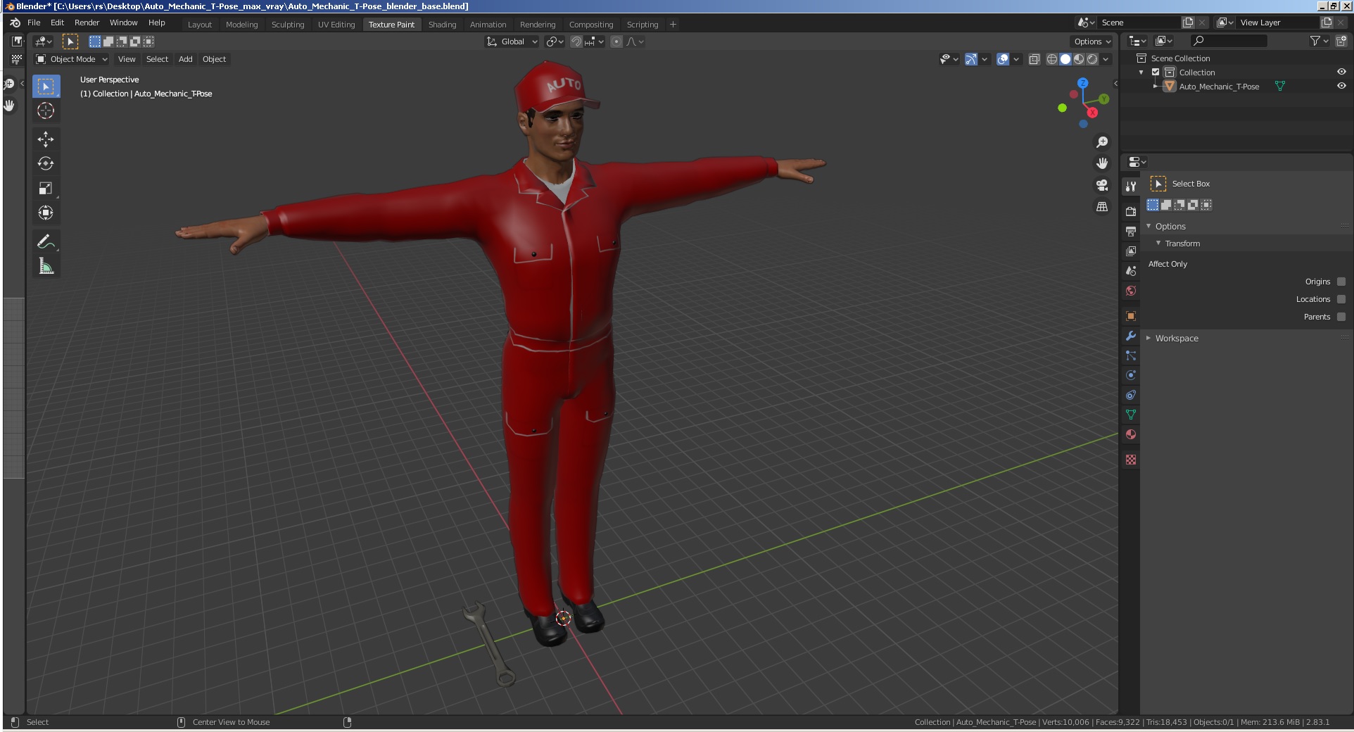 3D model Auto Mechanic T-Pose
