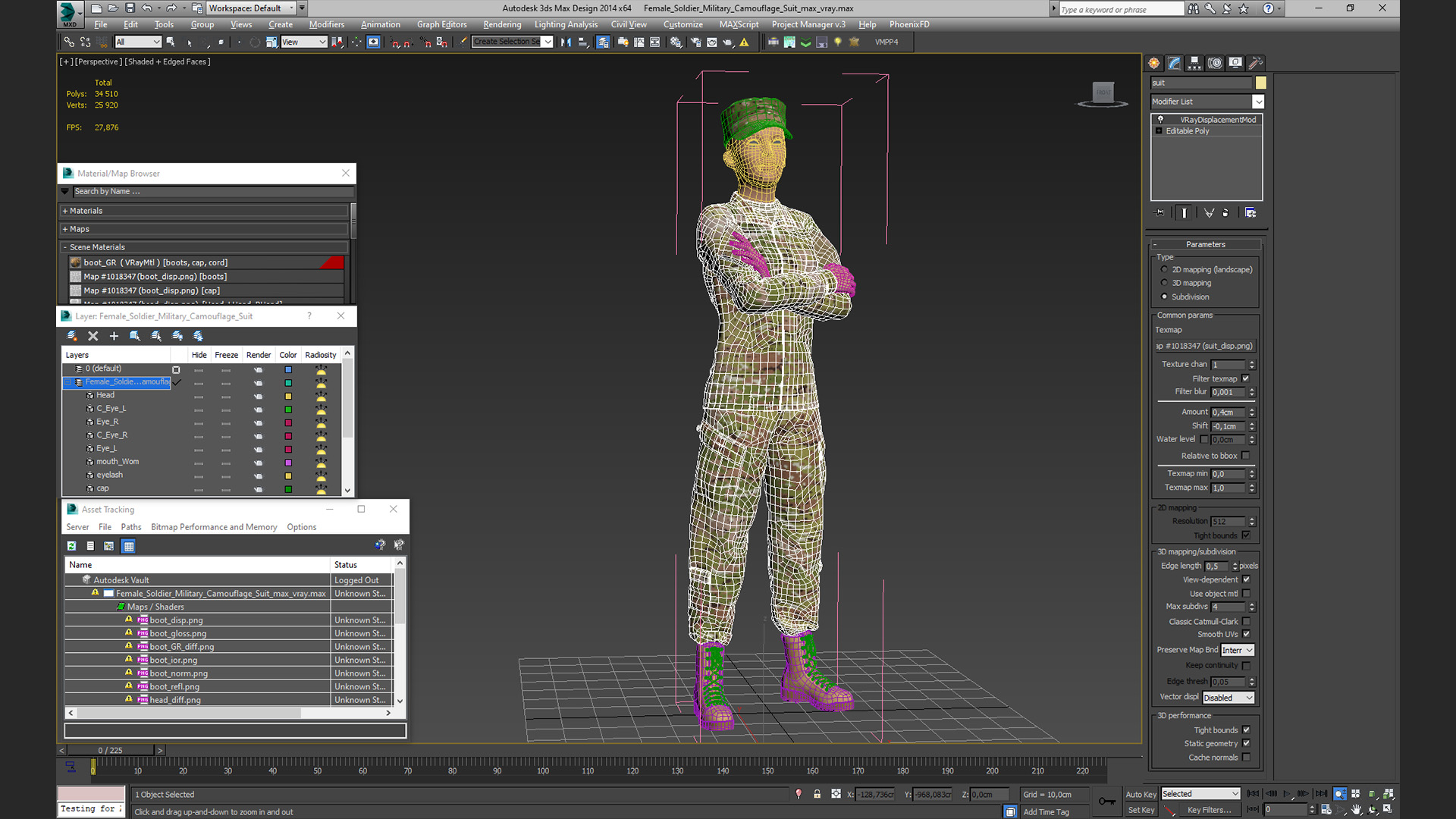 Female Soldier Military Camouflage Suit 3D model