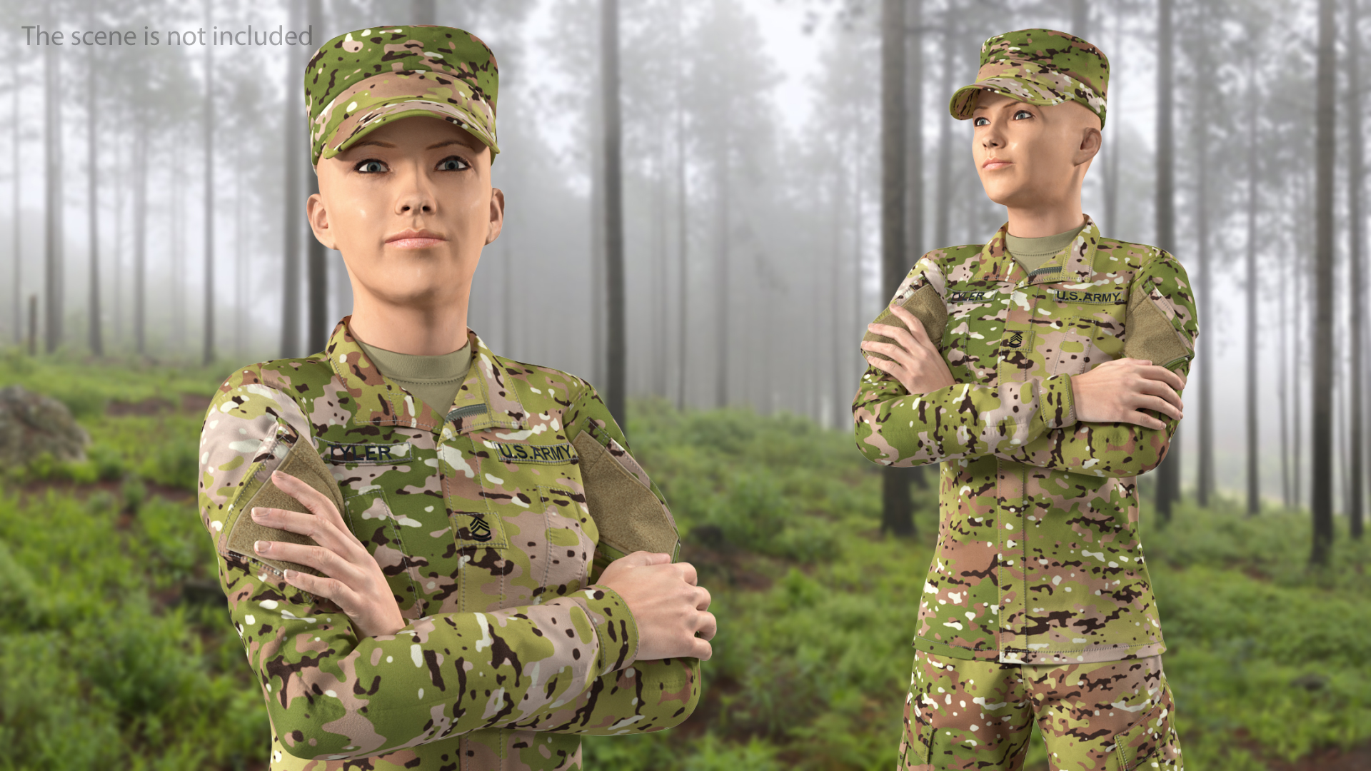 Female Soldier Military Camouflage Suit 3D model