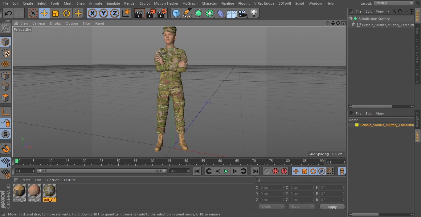 Female Soldier Military Camouflage Suit 3D model