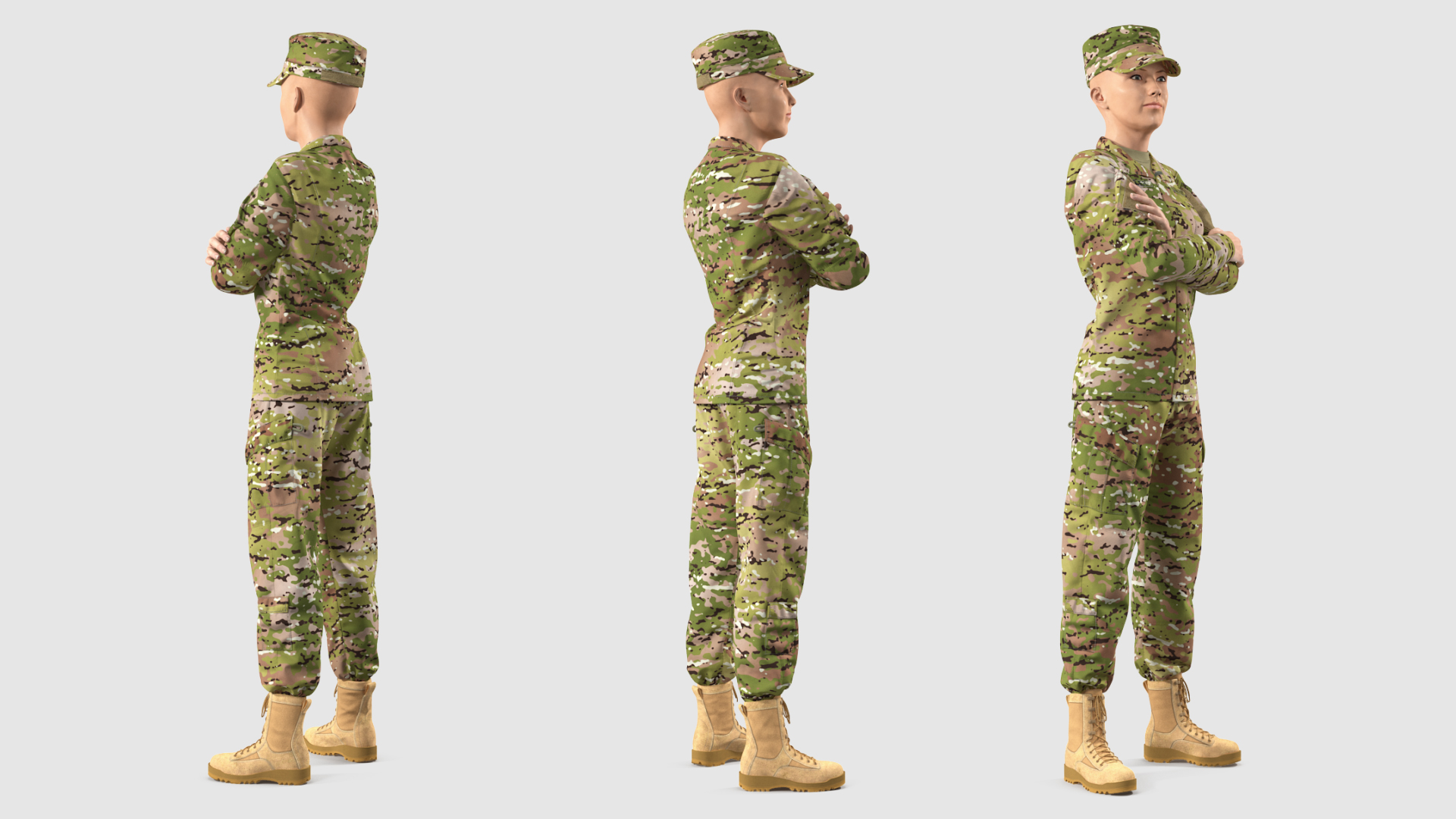 Female Soldier Military Camouflage Suit 3D model