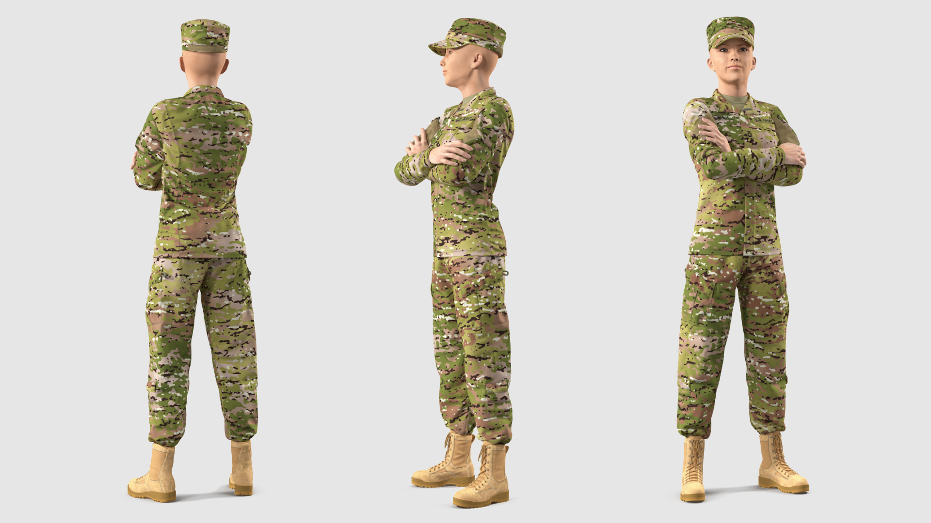 Female Soldier Military Camouflage Suit 3D model