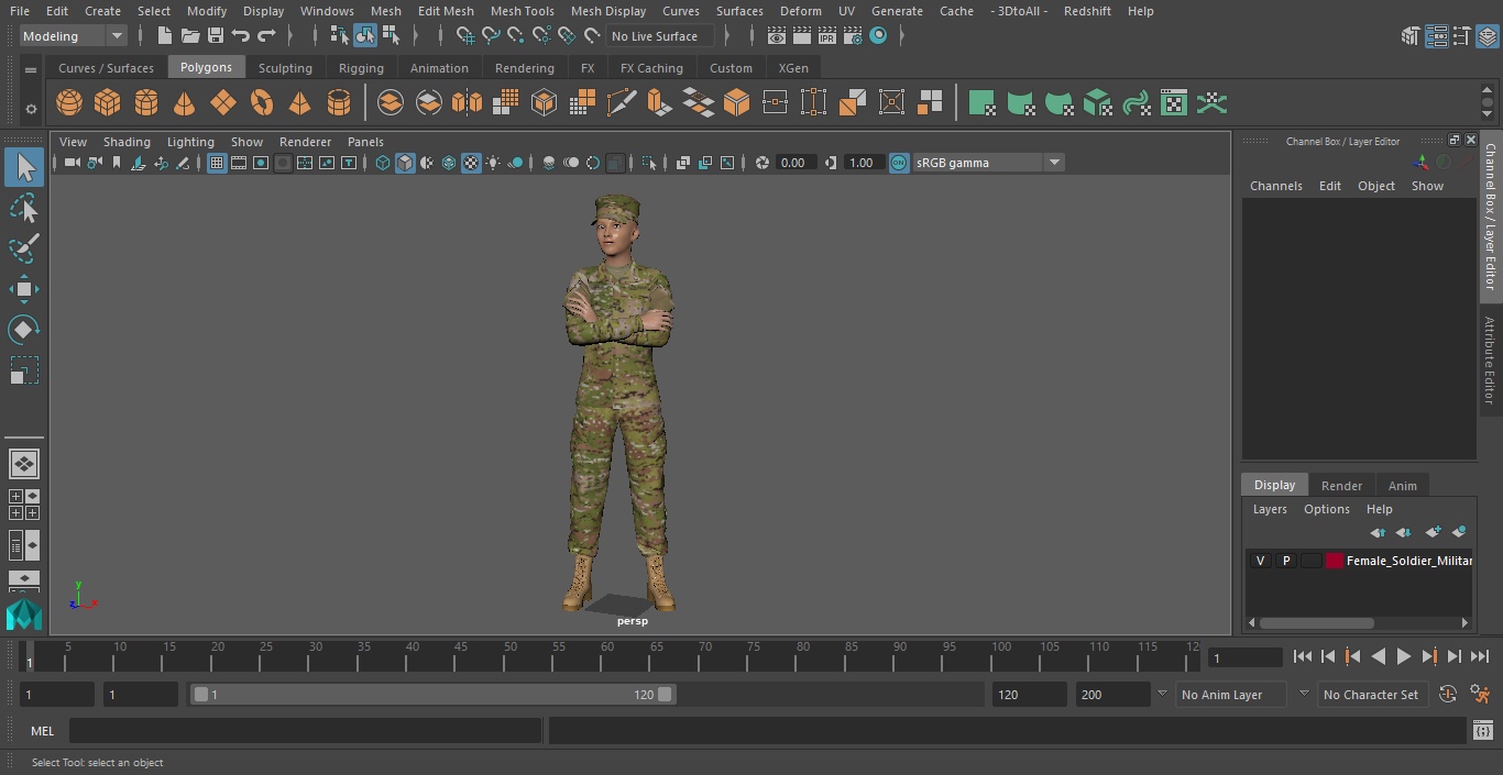 Female Soldier Military Camouflage Suit 3D model