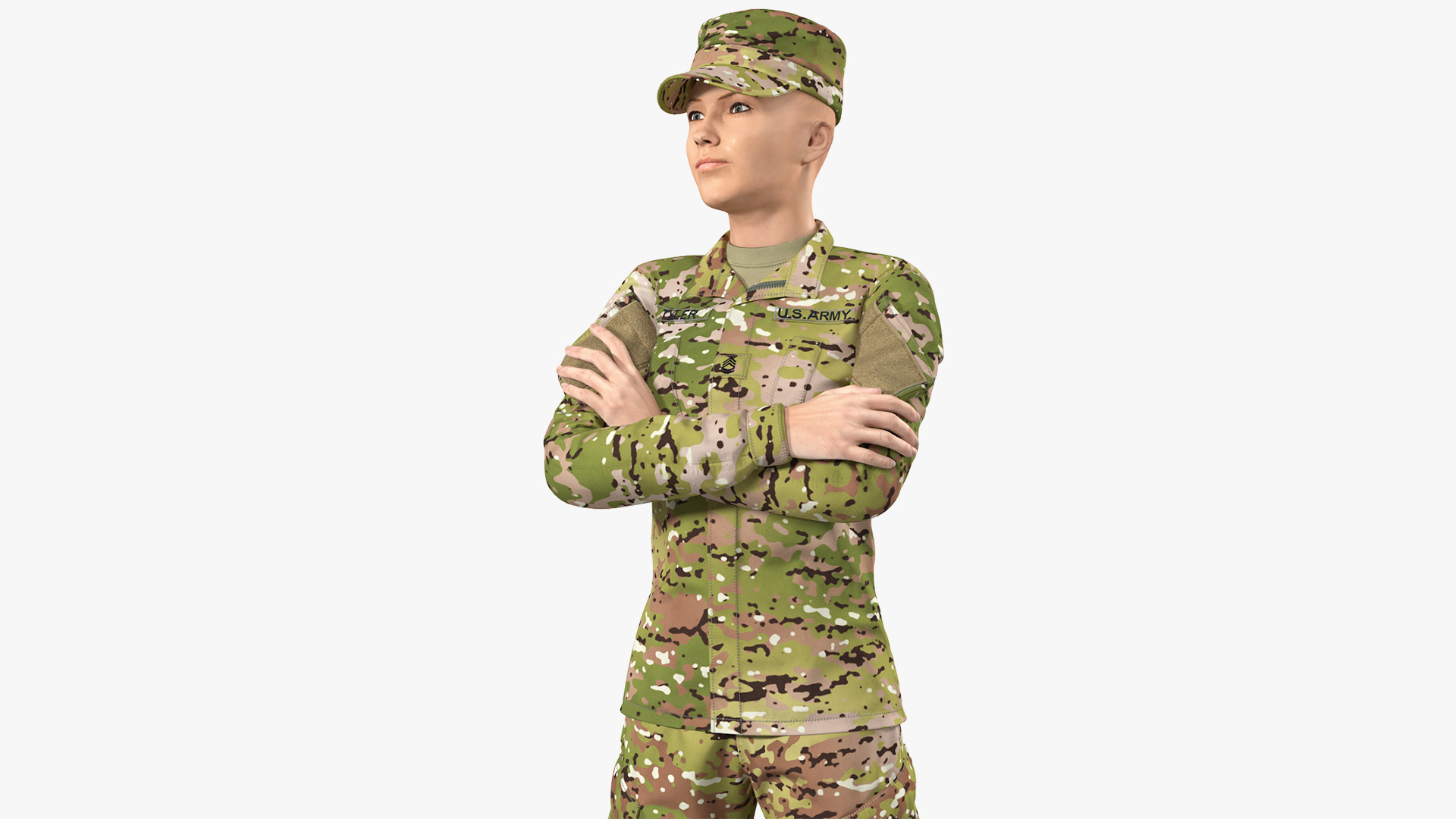 Female Soldier Military Camouflage Suit 3D model