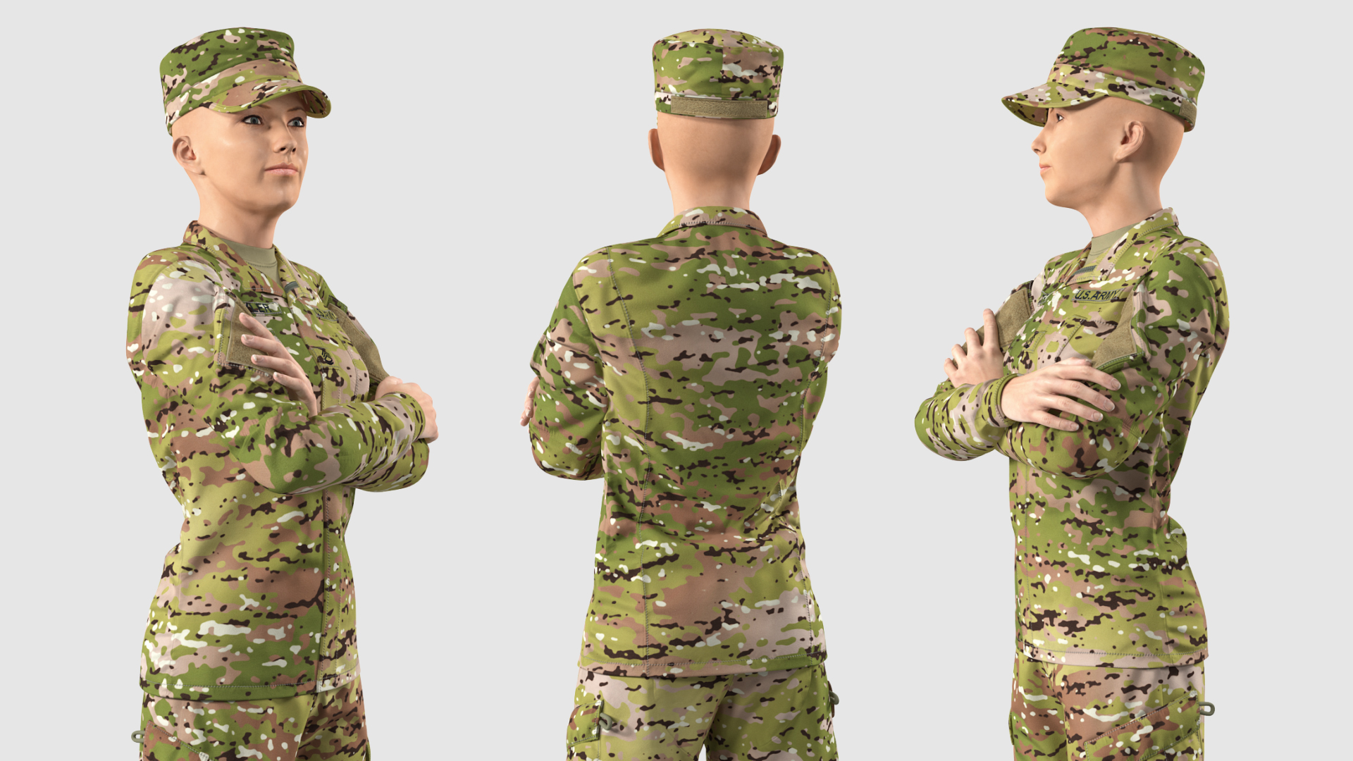 Female Soldier Military Camouflage Suit 3D model