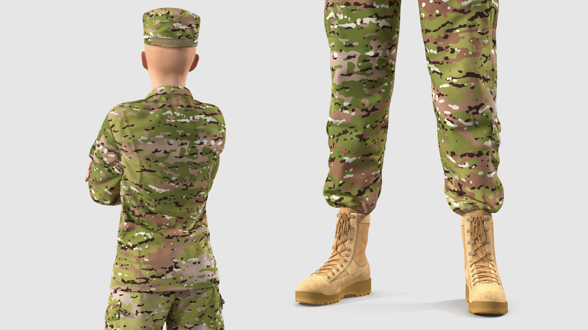 Female Soldier Military Camouflage Suit 3D model