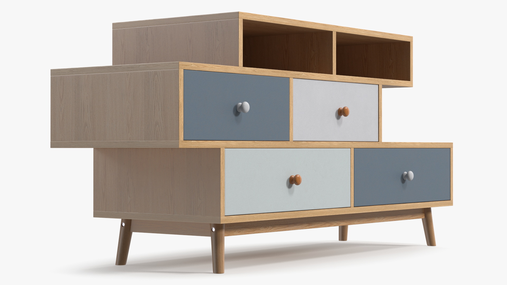 3D 4 Drawer Sideboard Brown Irvine