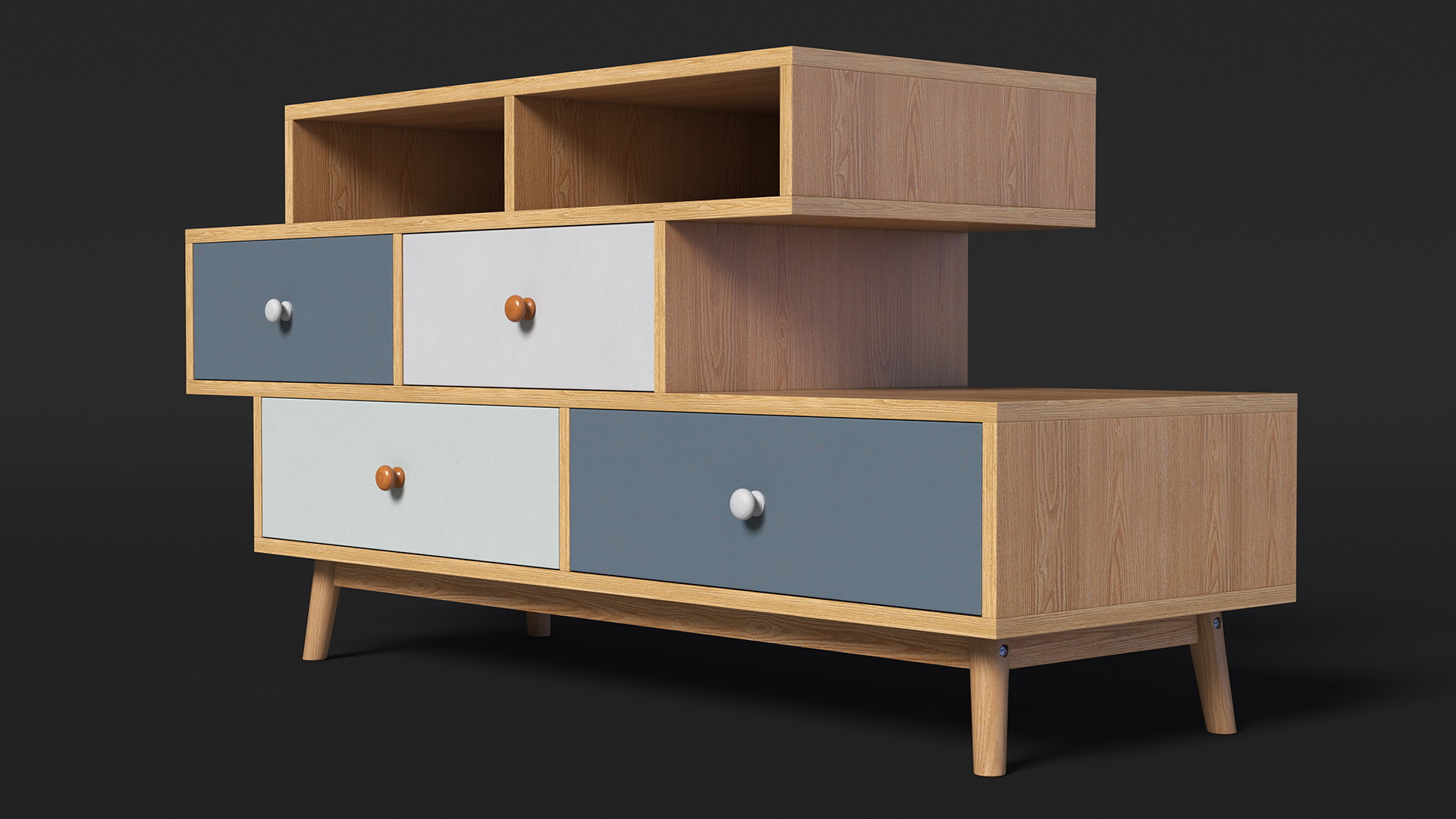 3D 4 Drawer Sideboard Brown Irvine
