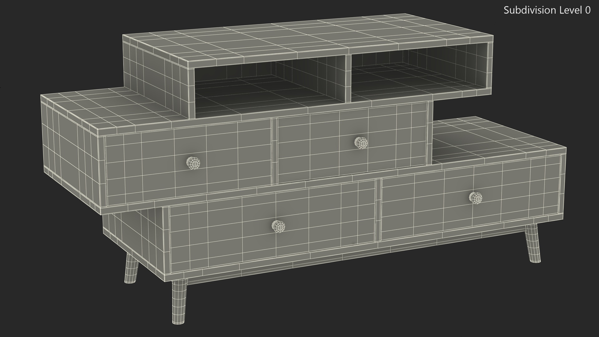 3D 4 Drawer Sideboard Brown Irvine