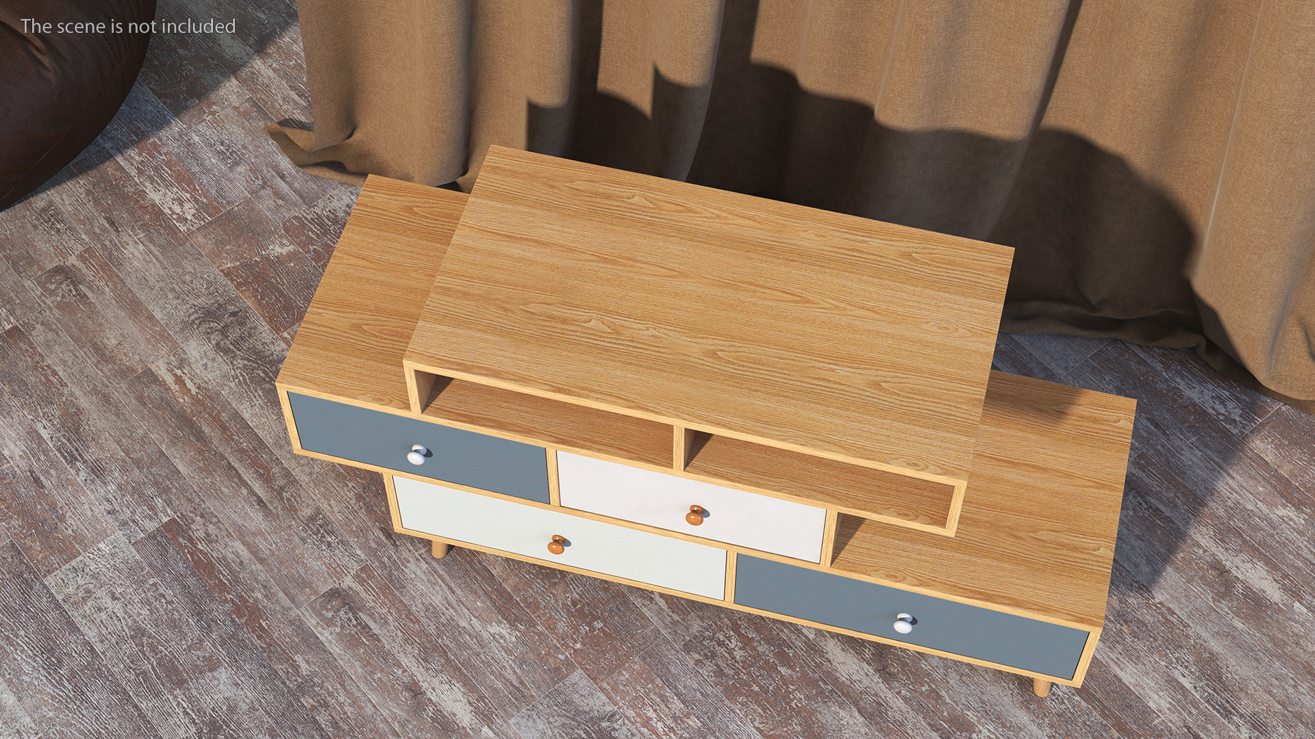 3D 4 Drawer Sideboard Brown Irvine