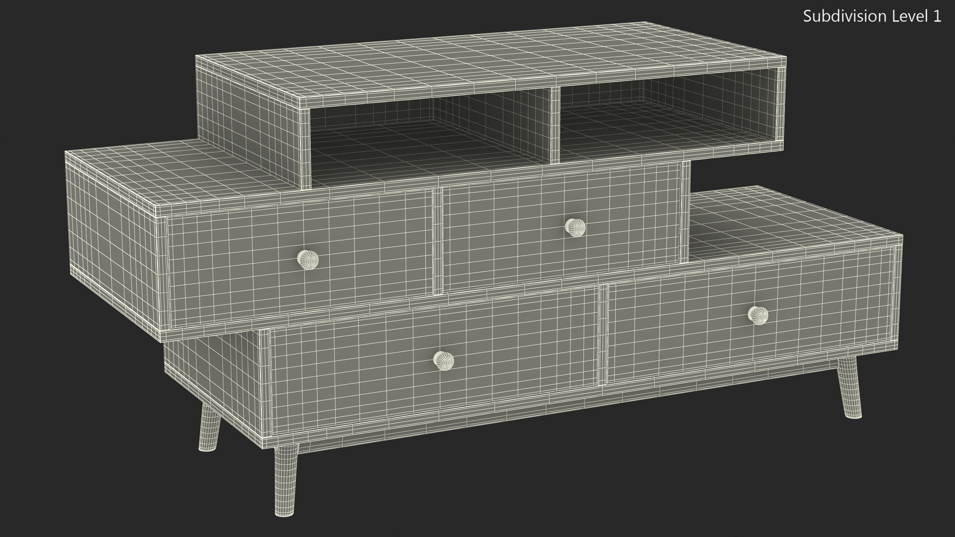 3D 4 Drawer Sideboard Brown Irvine