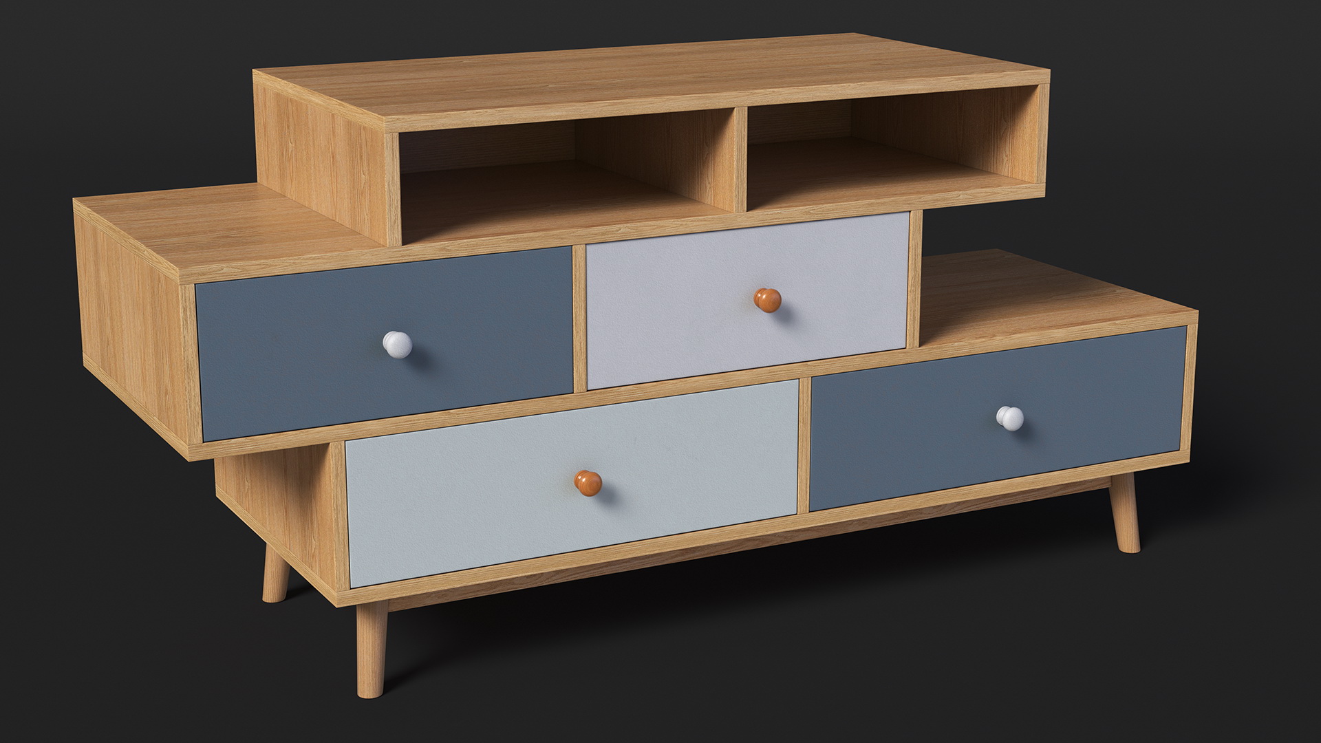 3D 4 Drawer Sideboard Brown Irvine