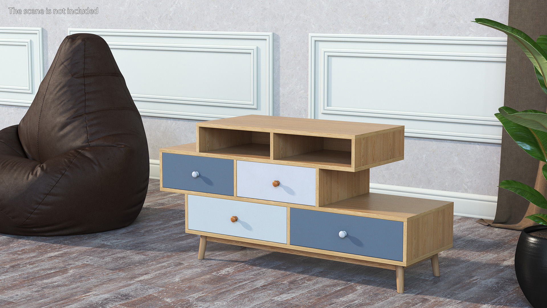 3D 4 Drawer Sideboard Brown Irvine