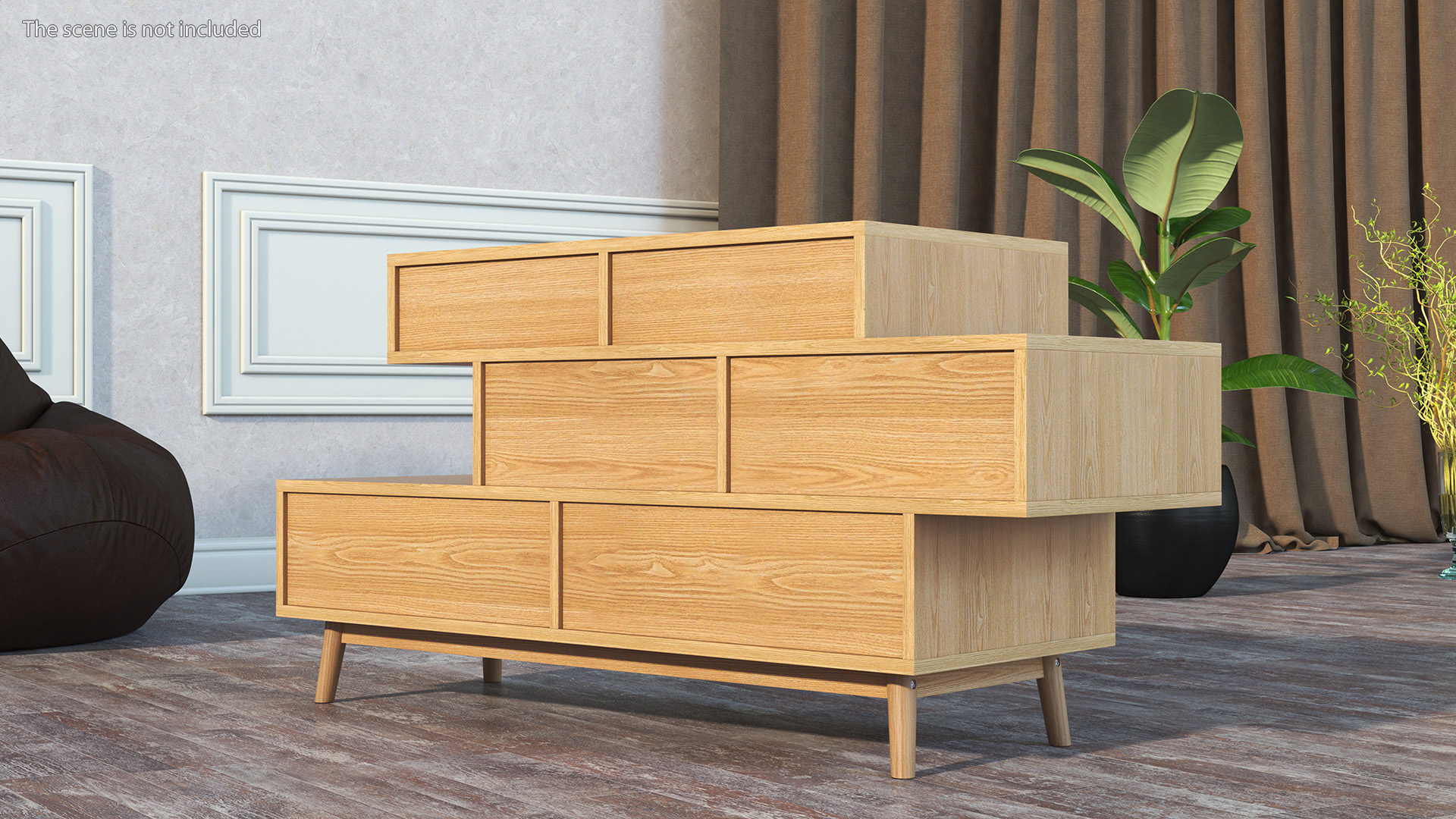 3D 4 Drawer Sideboard Brown Irvine