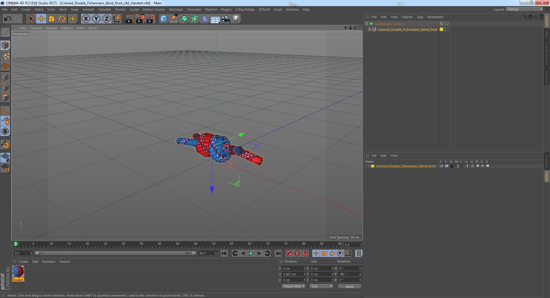 3D model Colored Double Fishermans Bend Knot