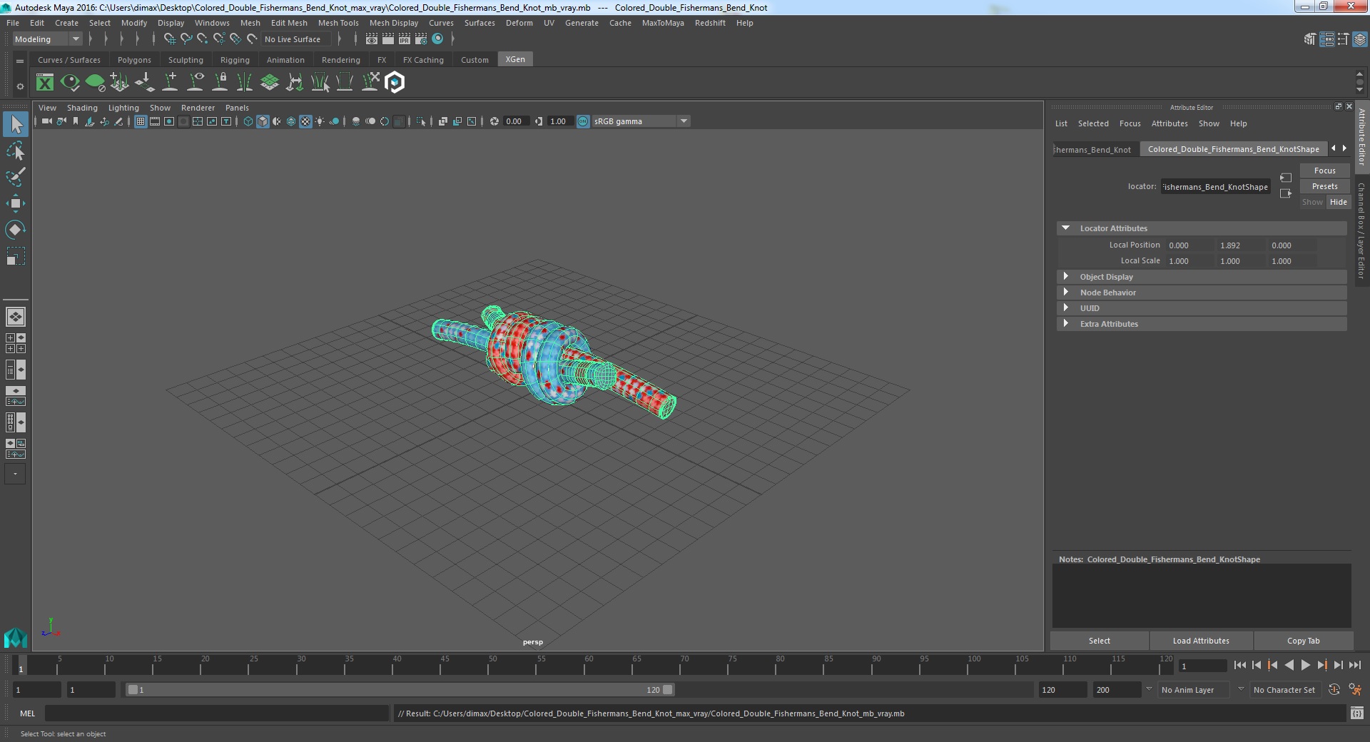 3D model Colored Double Fishermans Bend Knot