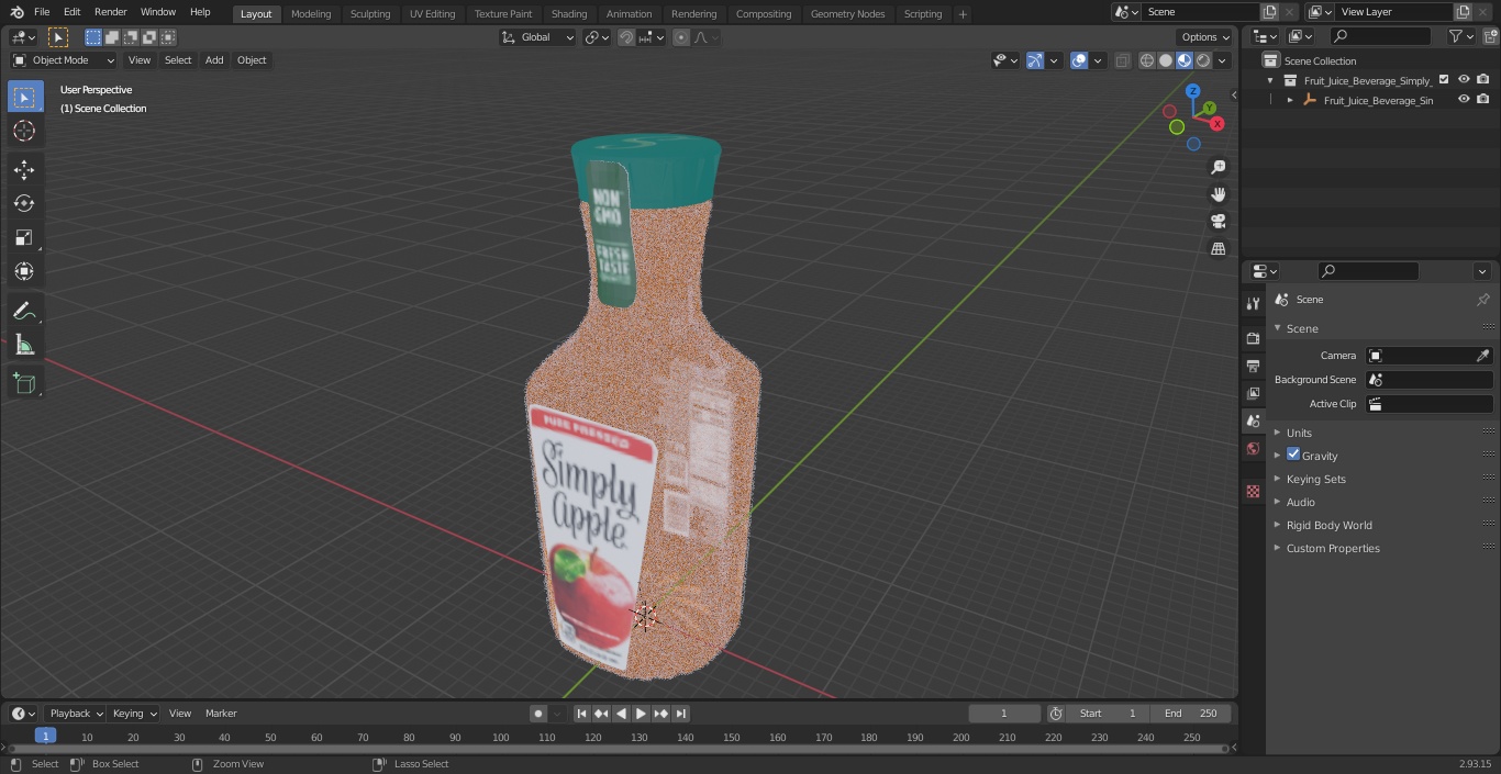 3D Fruit Juice Beverage Simply Apple model