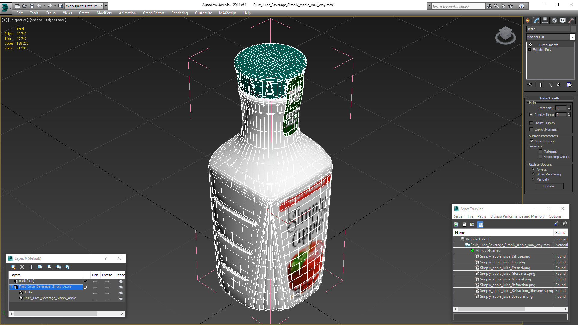 3D Fruit Juice Beverage Simply Apple model
