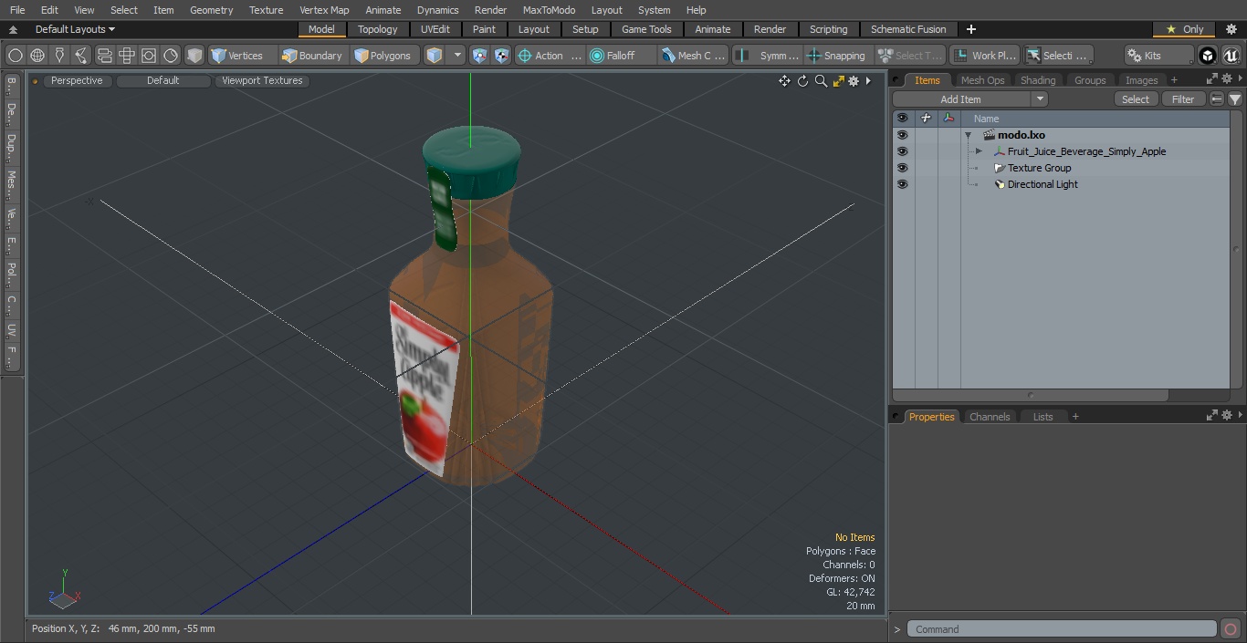 3D Fruit Juice Beverage Simply Apple model