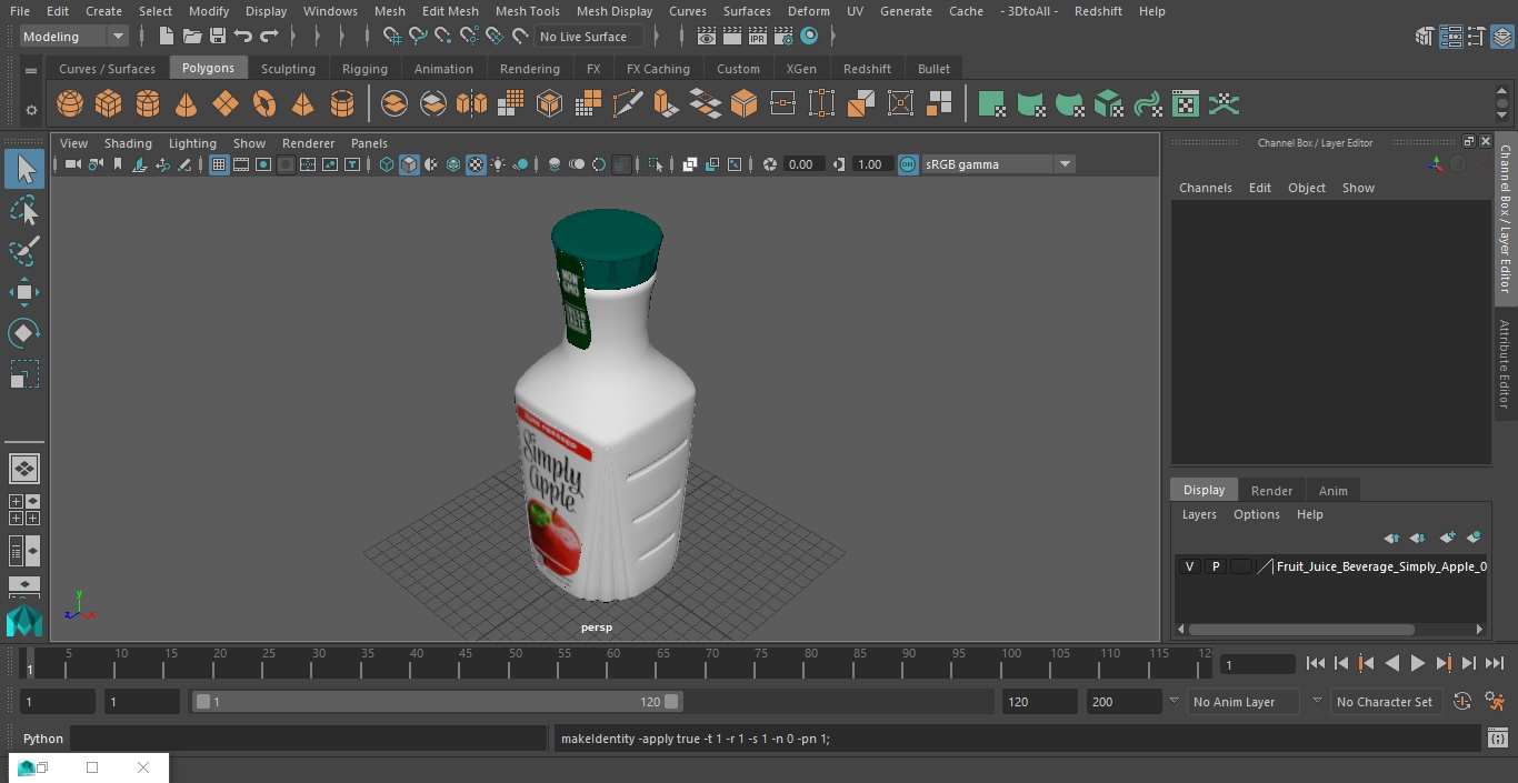3D Fruit Juice Beverage Simply Apple model