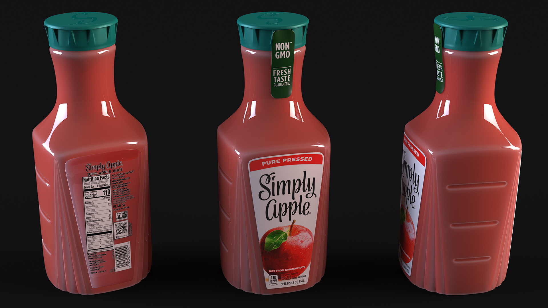 3D Fruit Juice Beverage Simply Apple model