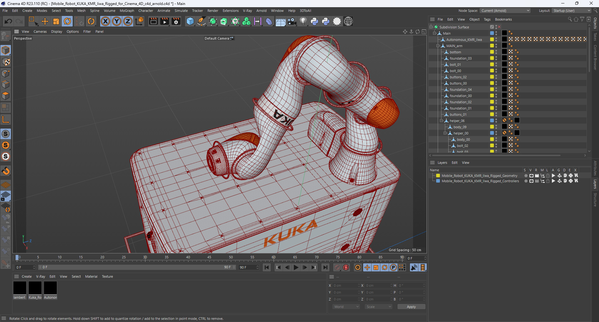 Mobile Robot KUKA KMR Iiwa Rigged for Cinema 4D 3D