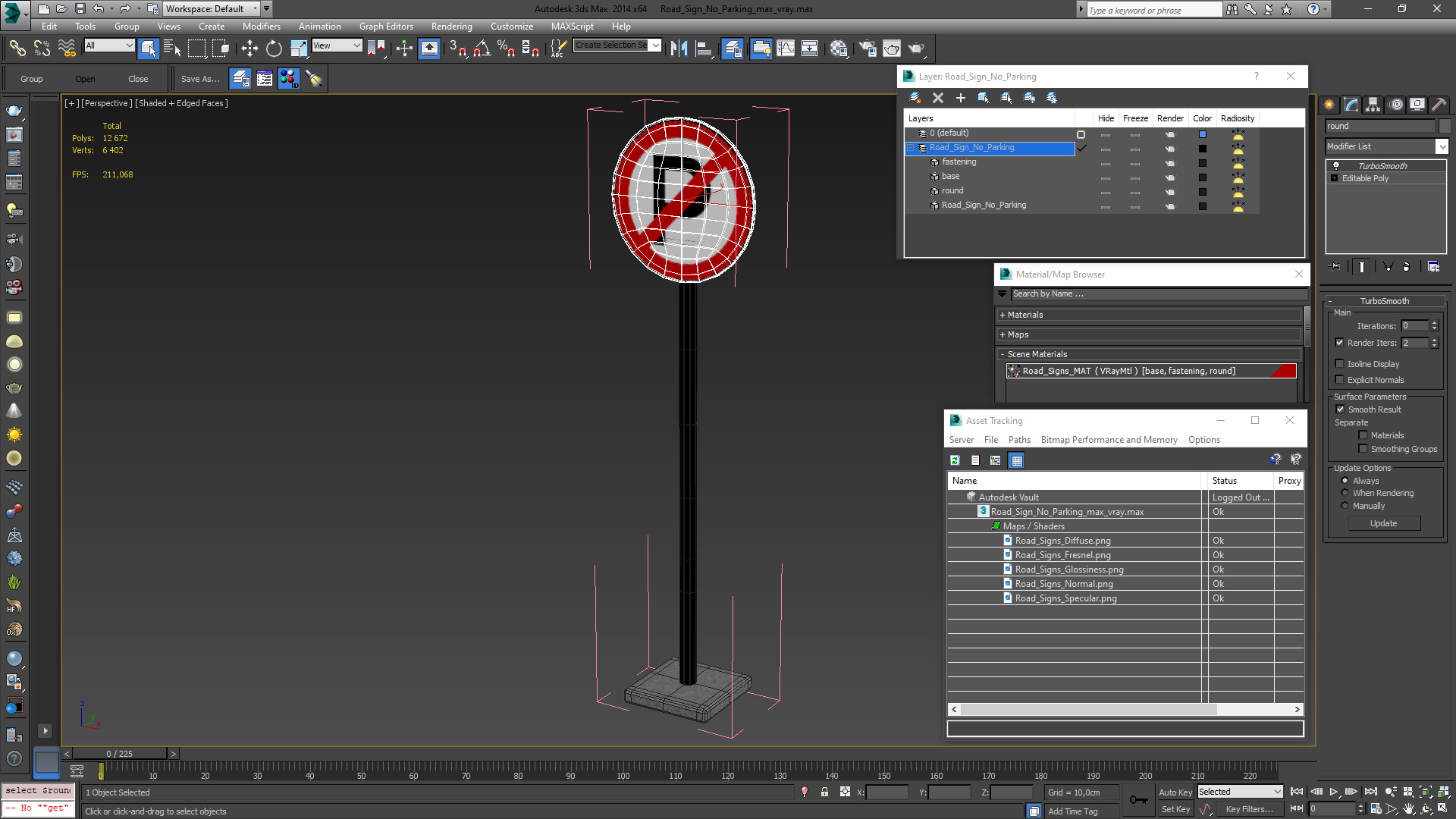3D model Road Sign No Parking