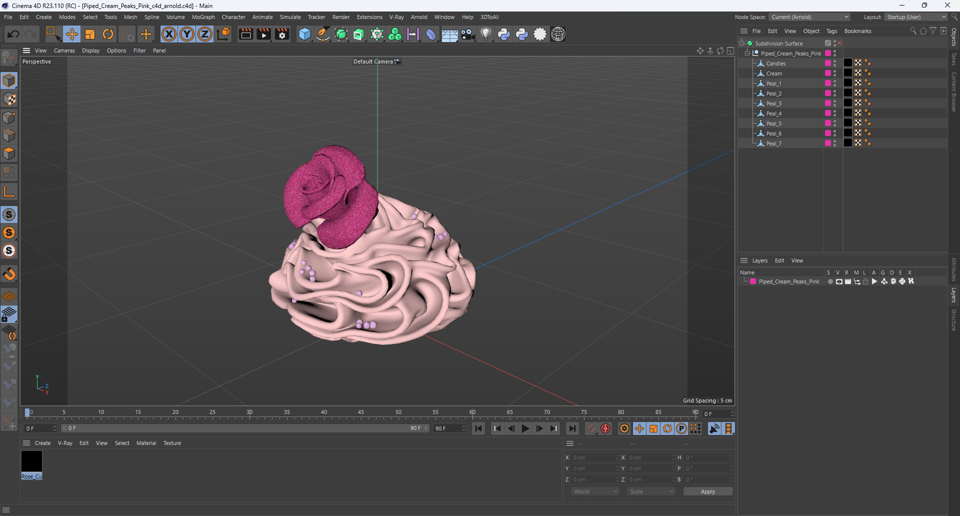 Piped Cream Peaks Pink 3D