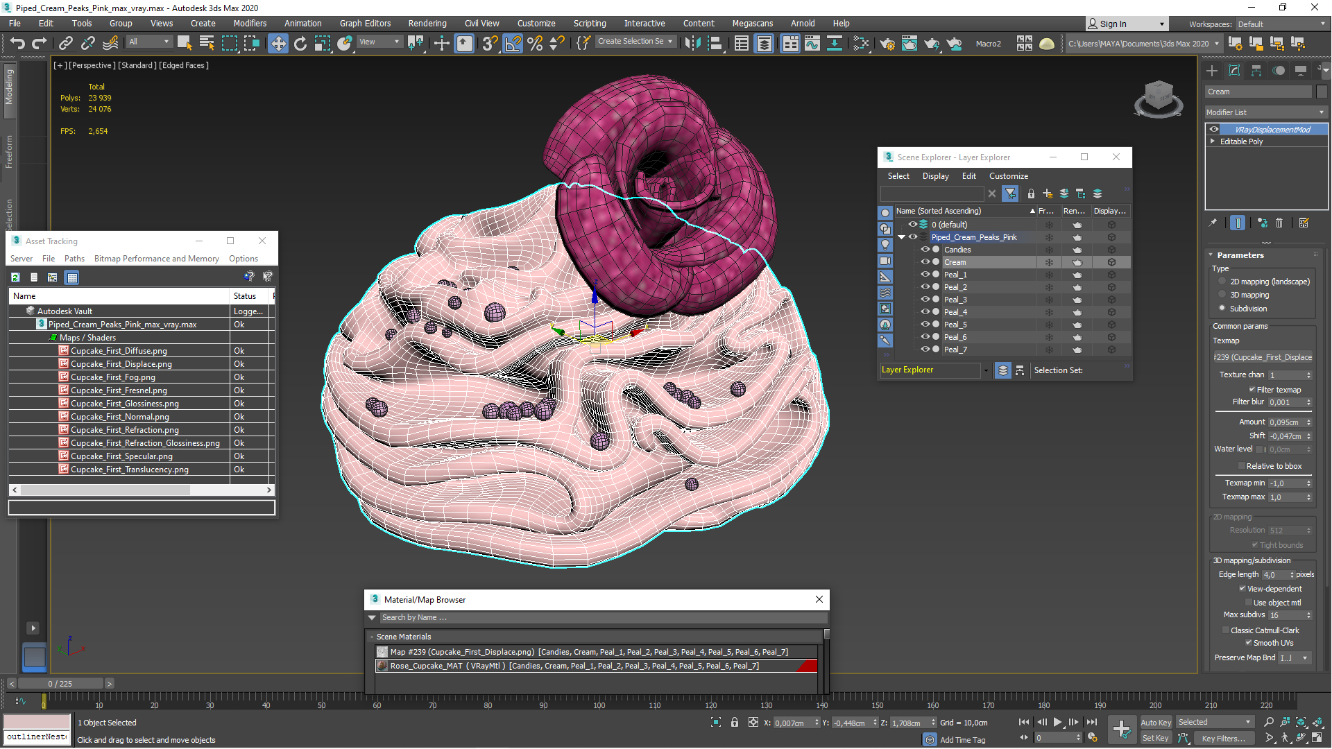 Piped Cream Peaks Pink 3D