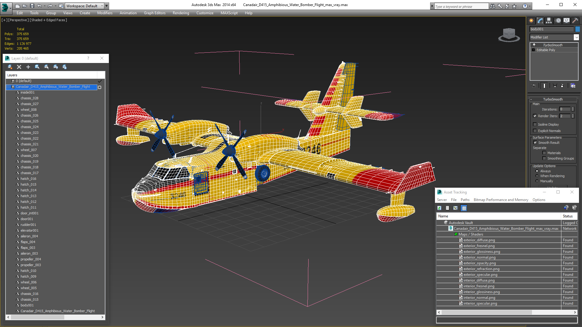 Canadair D415 Amphibious Water Bomber Flight 3D model