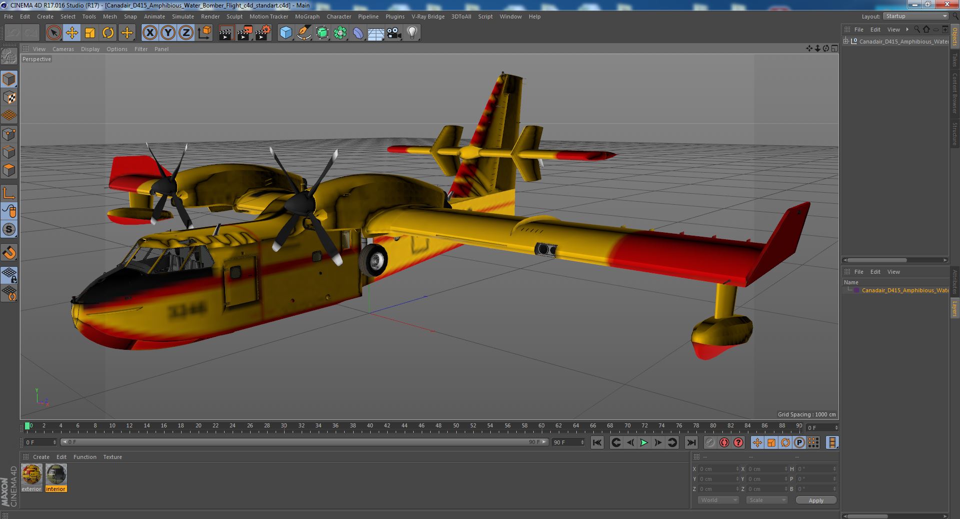 Canadair D415 Amphibious Water Bomber Flight 3D model