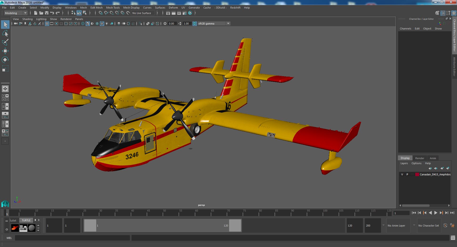 Canadair D415 Amphibious Water Bomber Flight 3D model