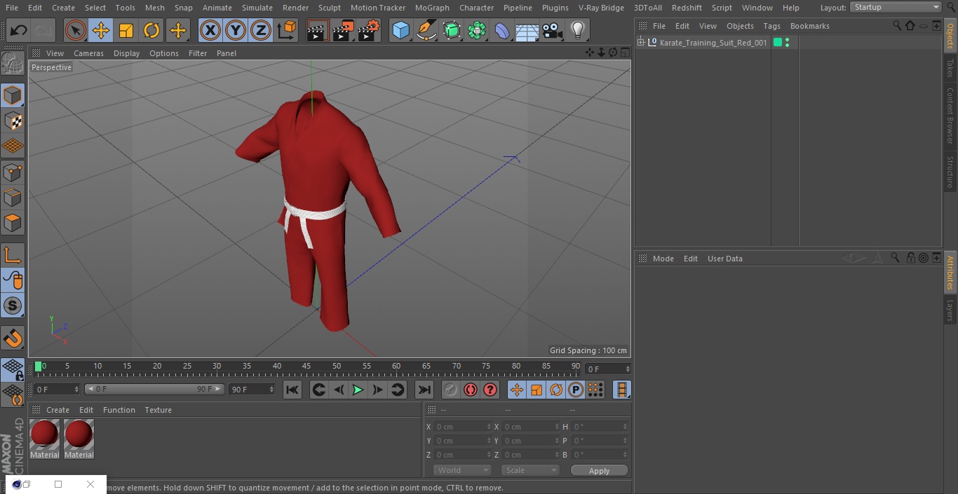 Karate Training Suit Red 3D model