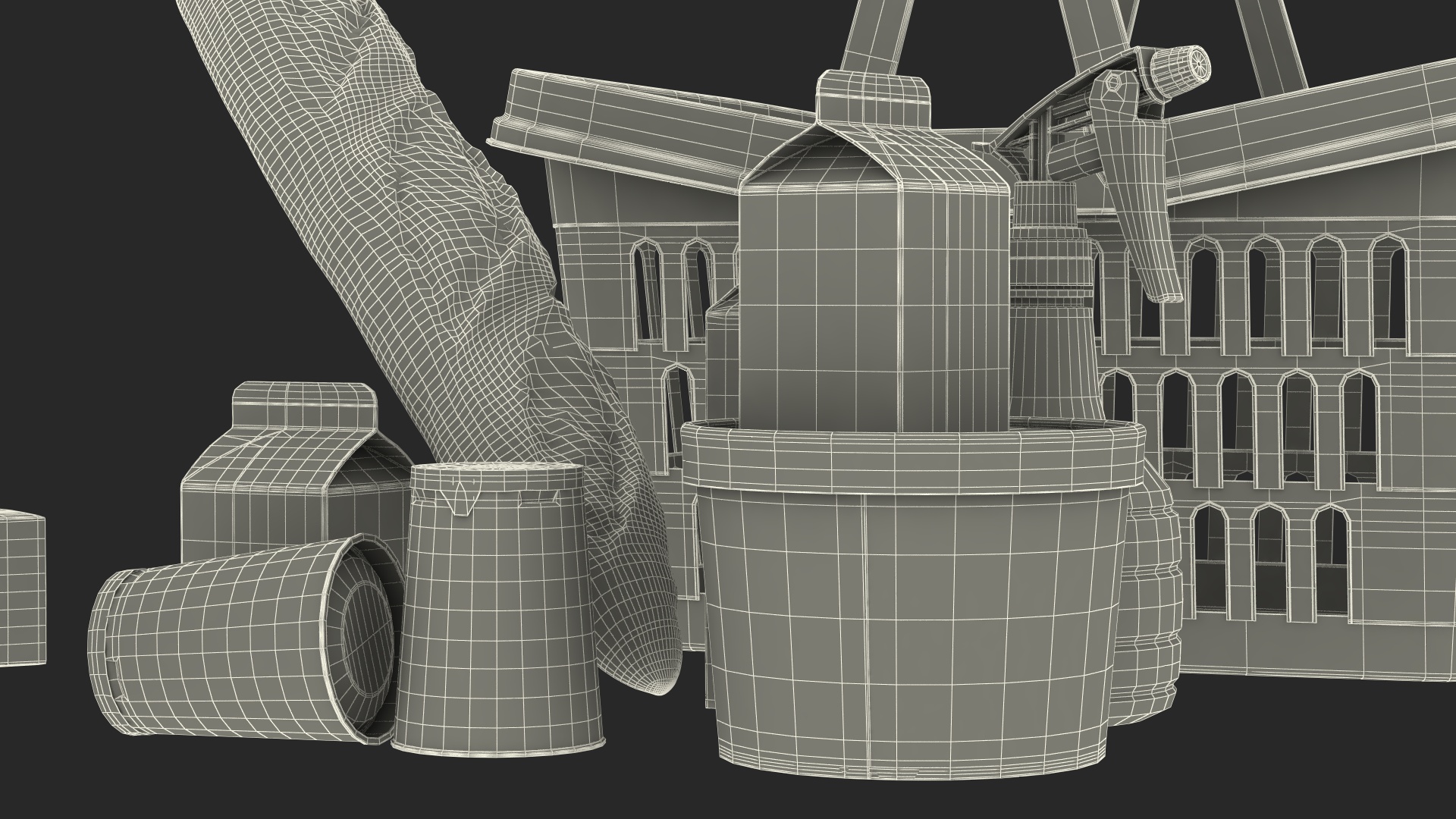 Self Checkout System StrongPoint with Basket And Goods 3D model