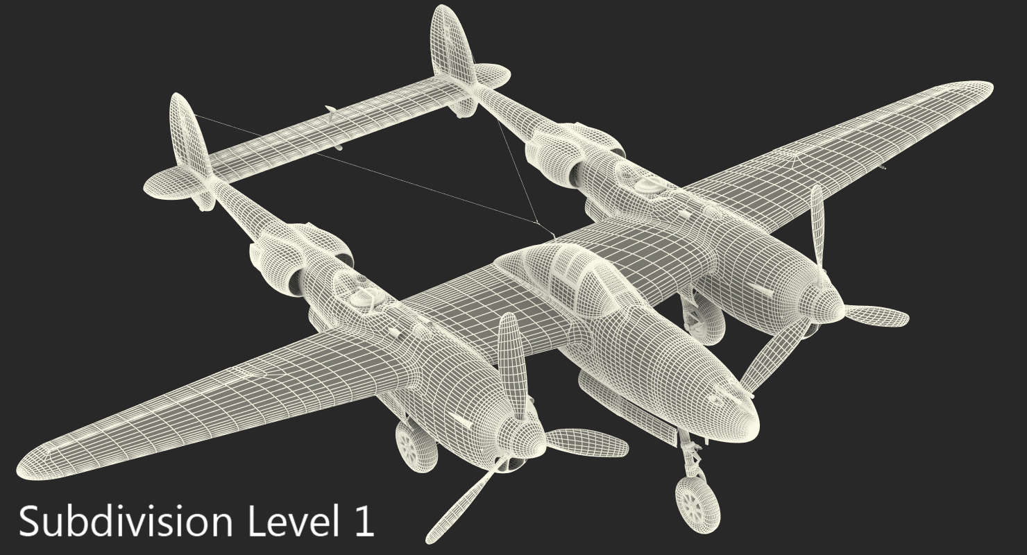 Lockheed P 38 Lightning US WWII Fighter 3D model