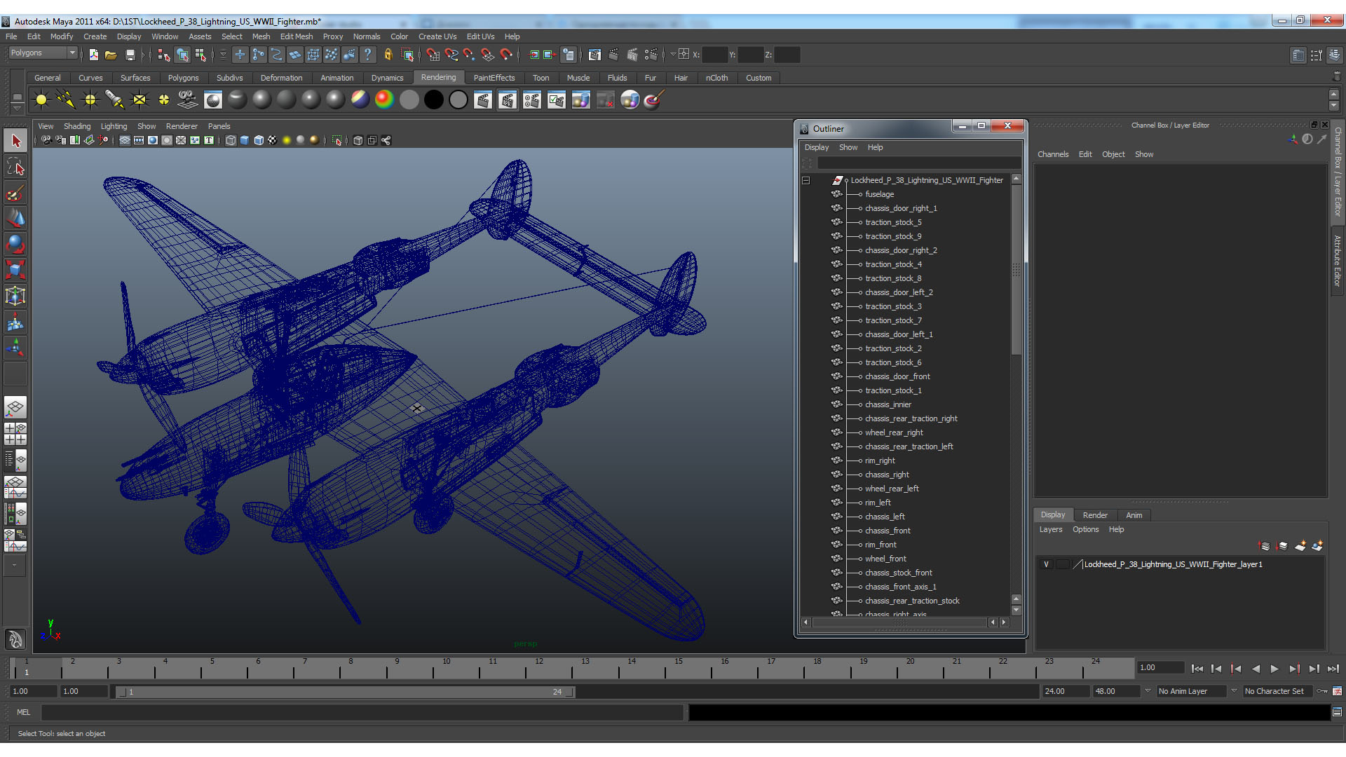 Lockheed P 38 Lightning US WWII Fighter 3D model
