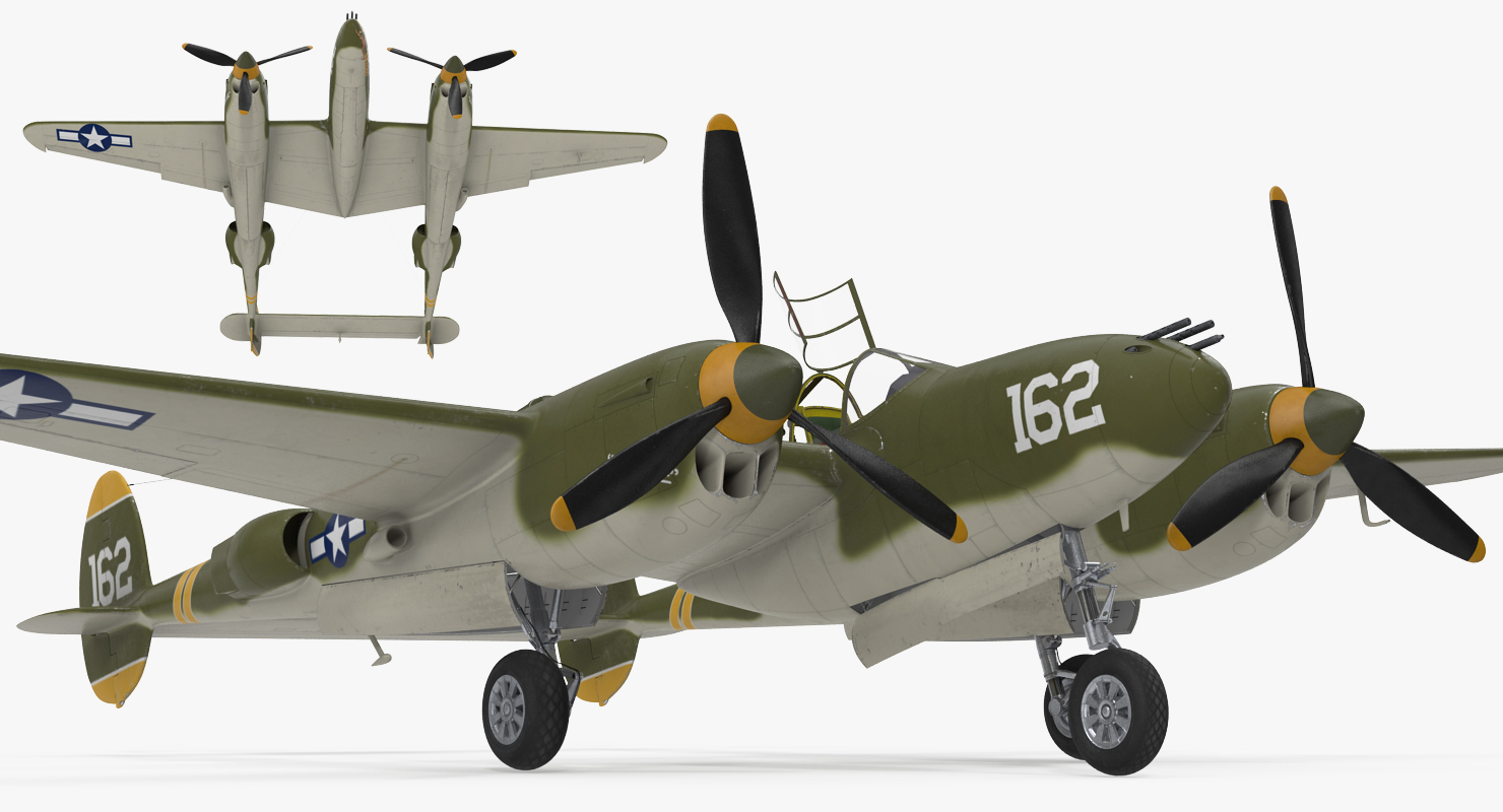 Lockheed P 38 Lightning US WWII Fighter 3D model