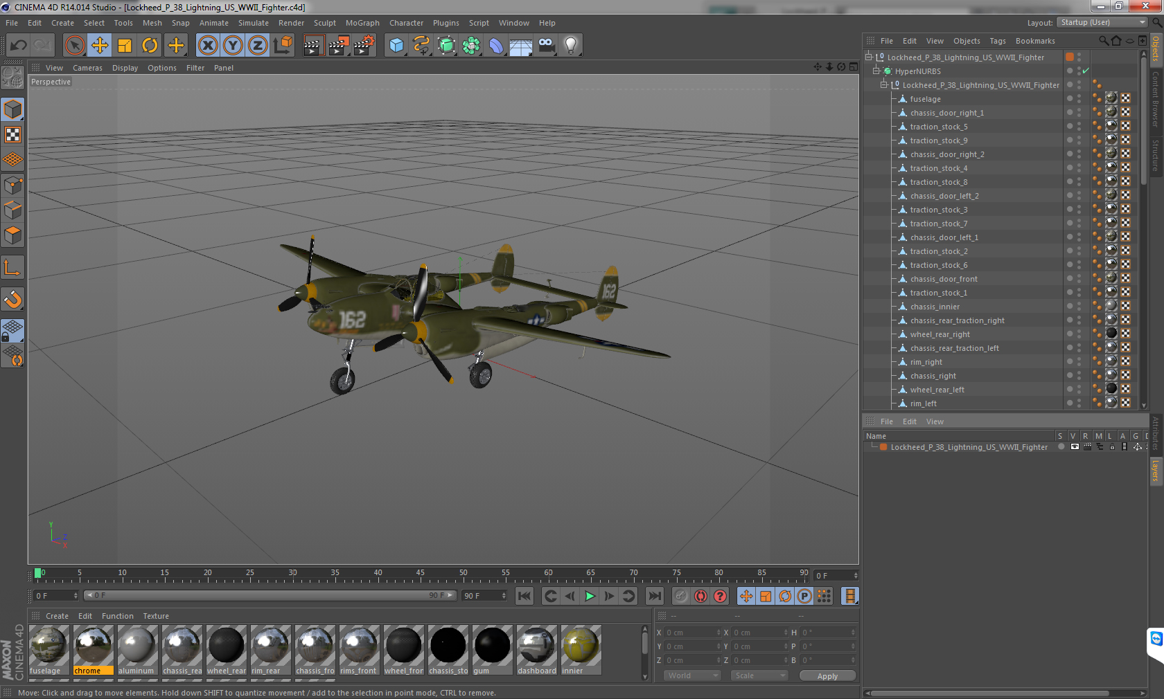Lockheed P 38 Lightning US WWII Fighter 3D model