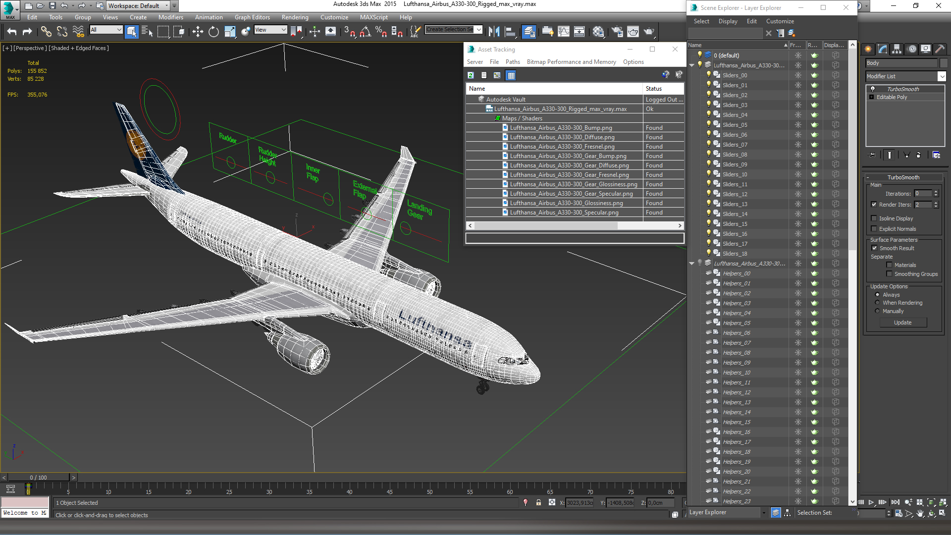 Lufthansa Airbus A330-300 Rigged 3D